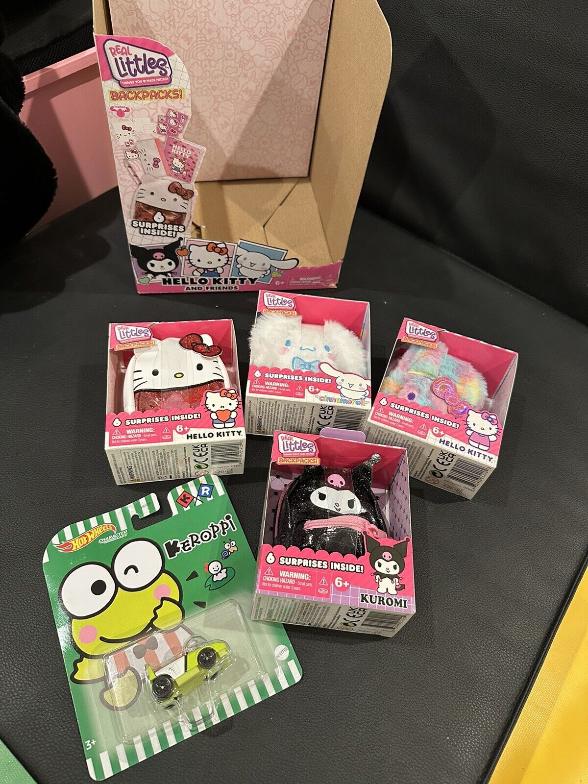 NEW box four Real Littles Hello Kitty Cinnamoroll Kuromi Sanrio Free Keroppi Car