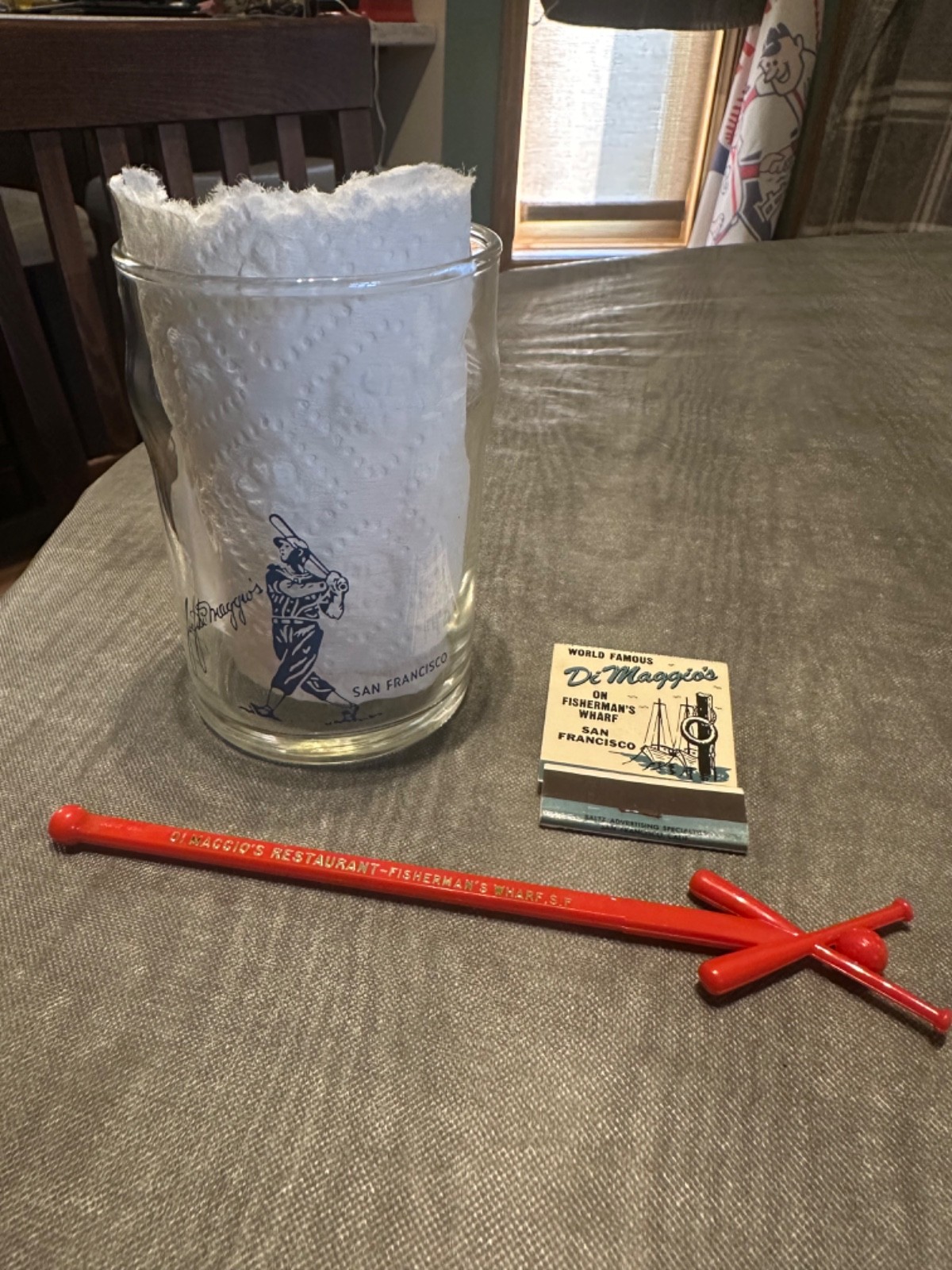 Joe DiMaggio Restaurant Glass-Unused Matchbook-Drink Stir New York Yankees