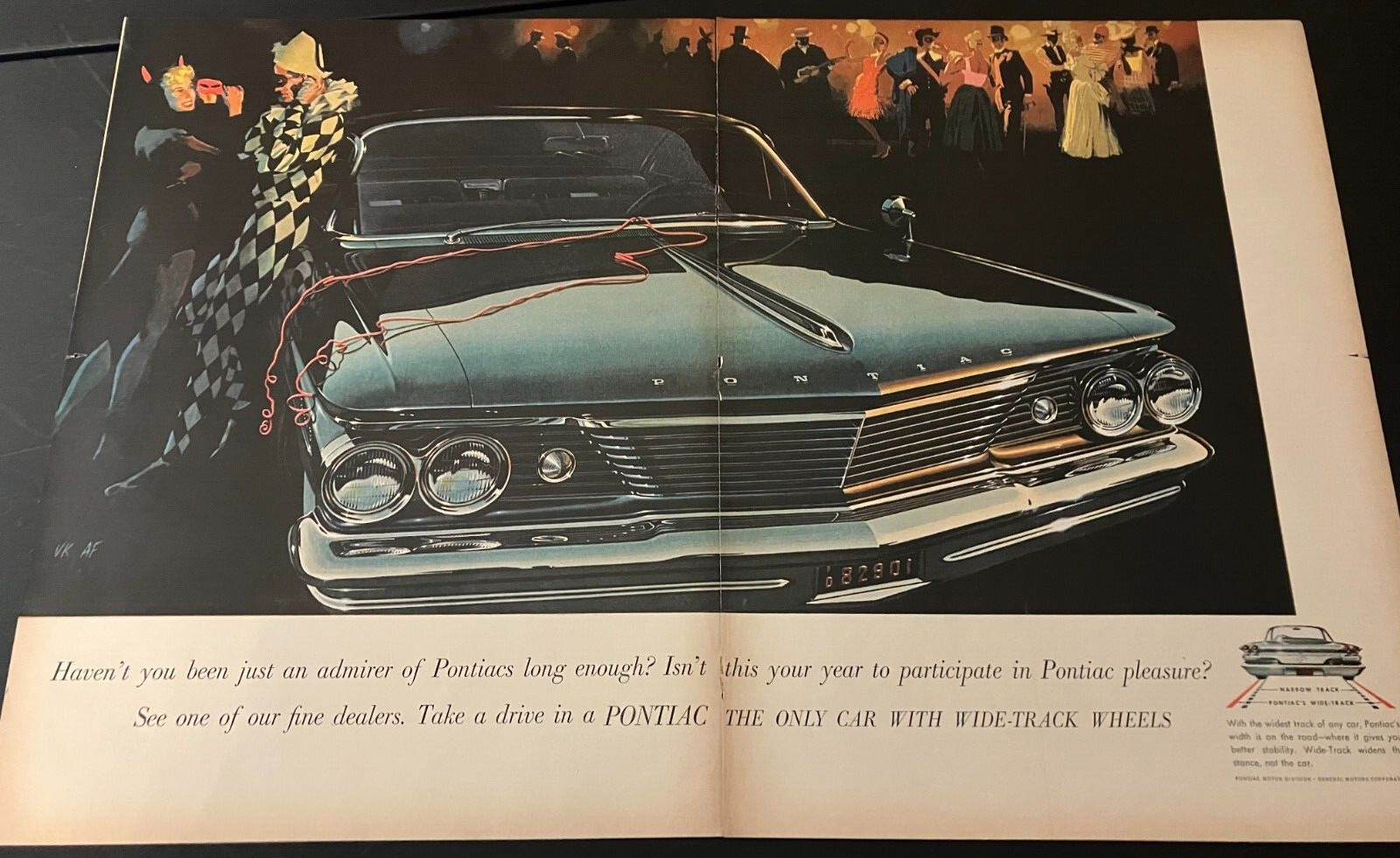 Black 1960 Pontiac Bonneville - Vintage Print Ad - Art Fitzpatrick & Van Kaufman
