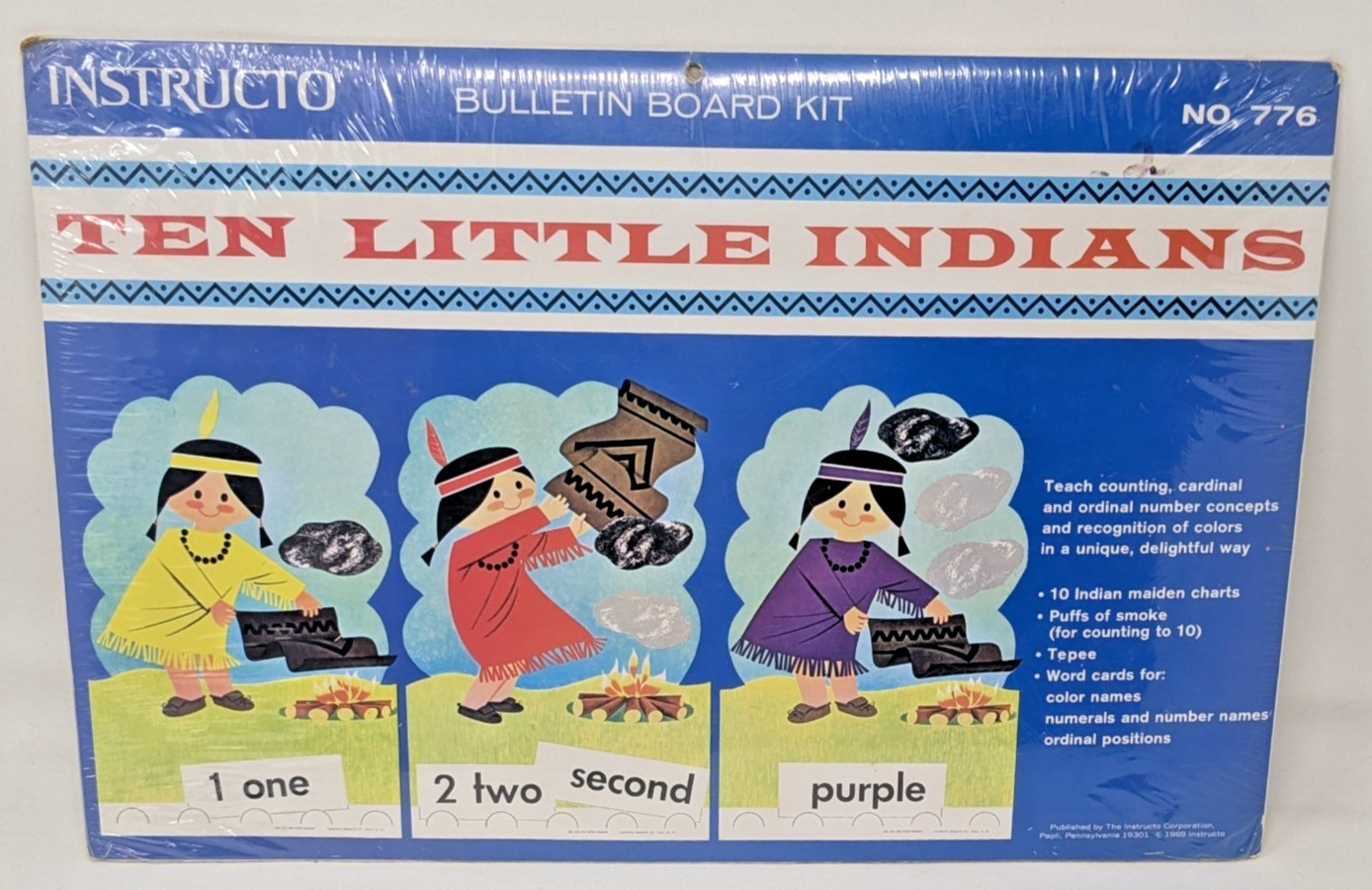 Native American Vintage Educational Kit Numbers Colors, Early ed 1963 Instructo
