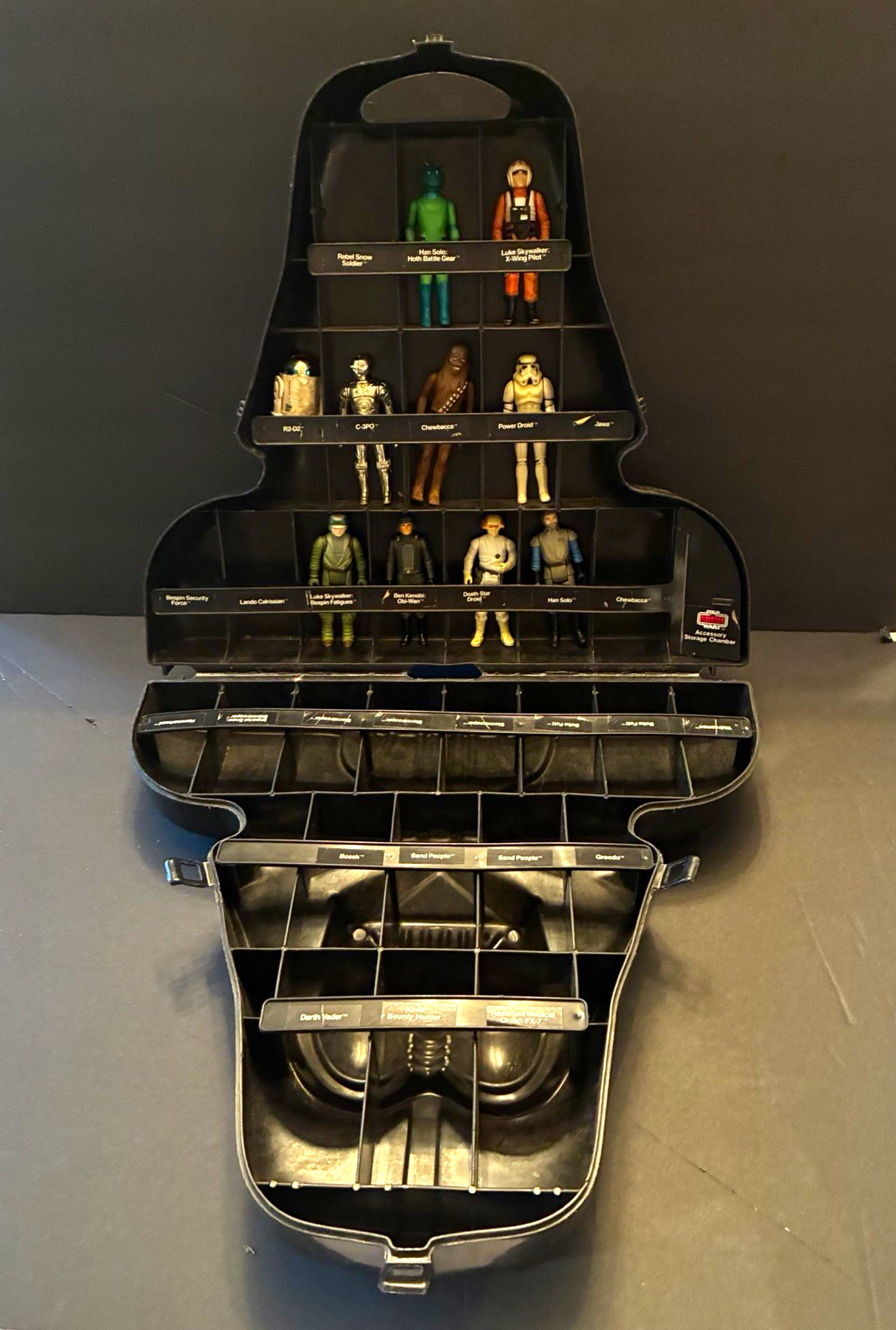 Vintage Star Wars Darth Vader Action Figure case with 10 figures