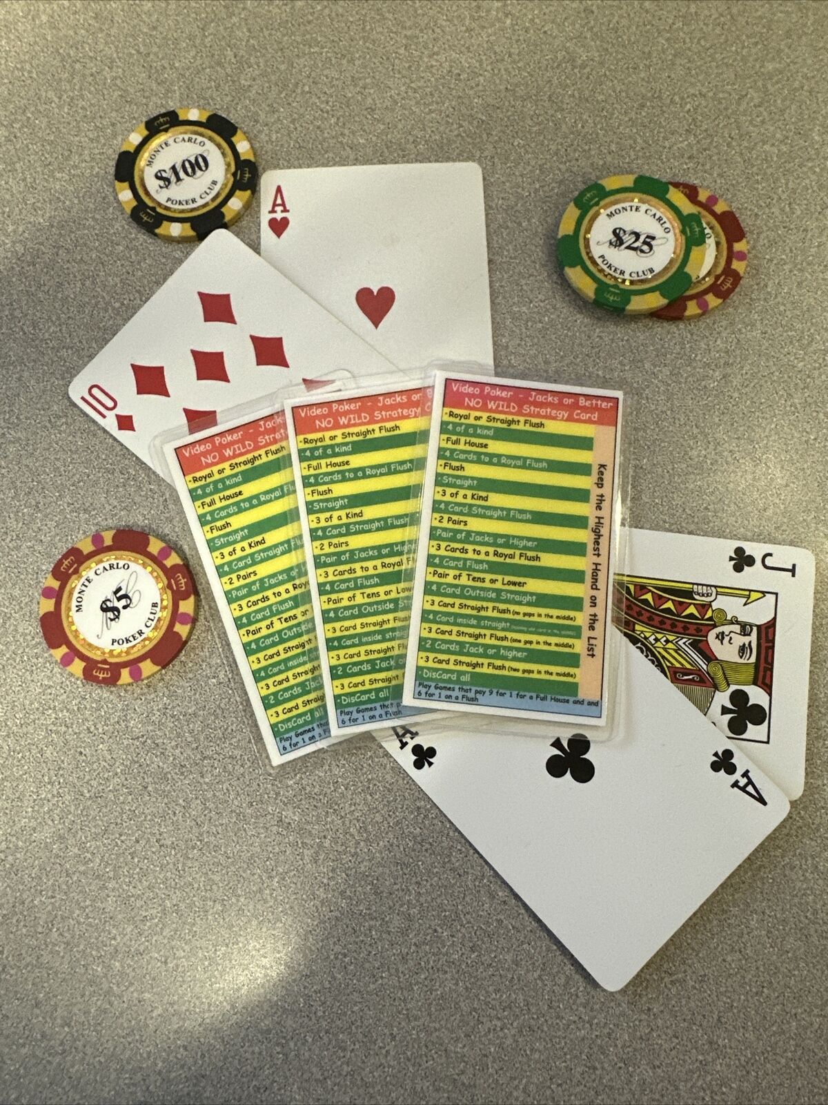 Video Poker - Jacks Or Better Casino Game Strategy Cards 3 Small