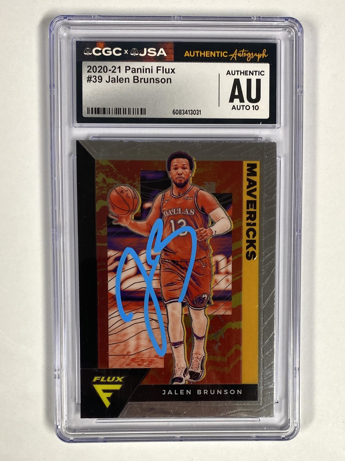 2020-21 Panini Flux #39 Jalen Brunson Signed Card - CGC Auto 10