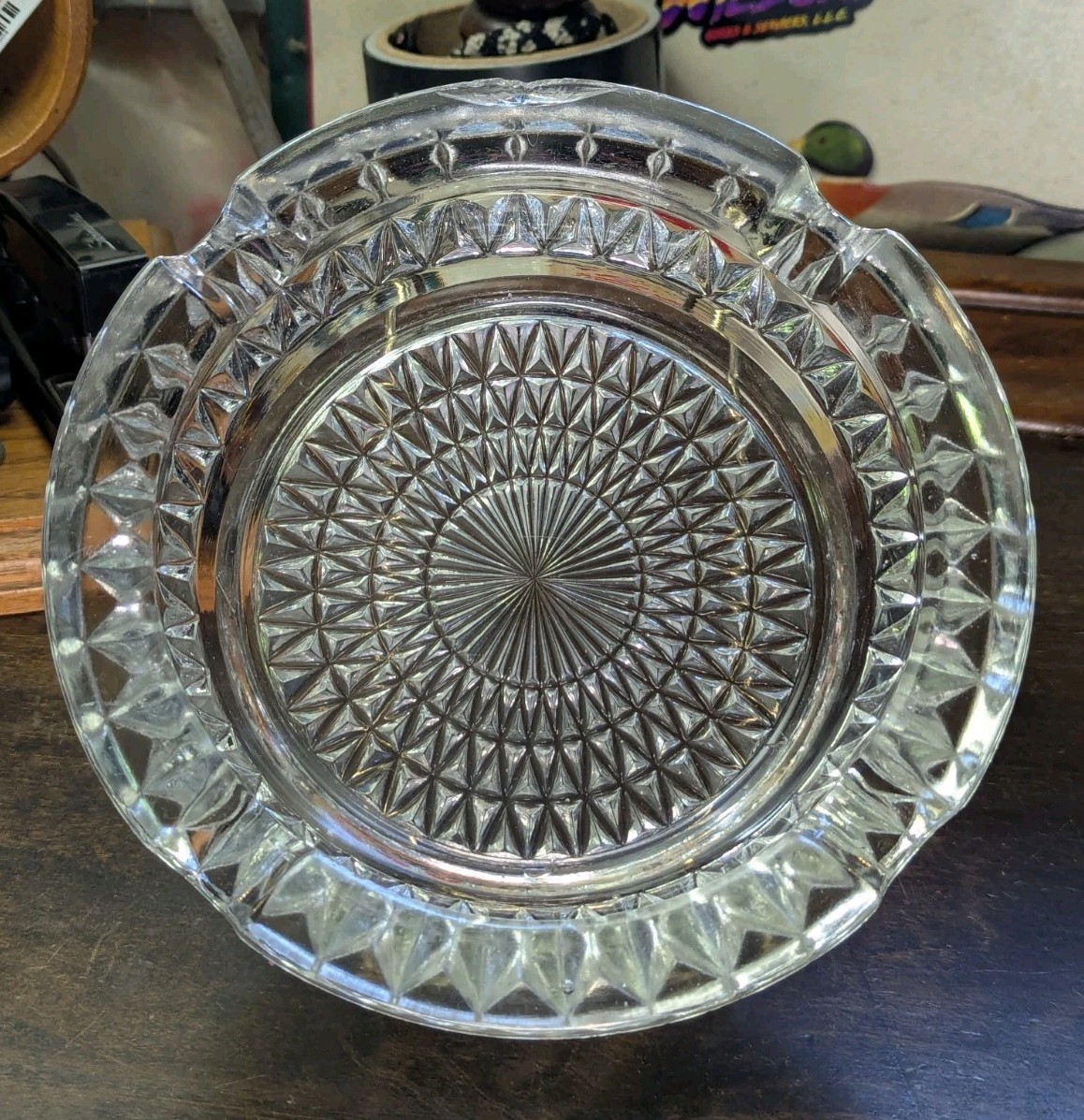 Anchor Hocking Wexford Ashtray Vintage Clear Cut Glass 7\