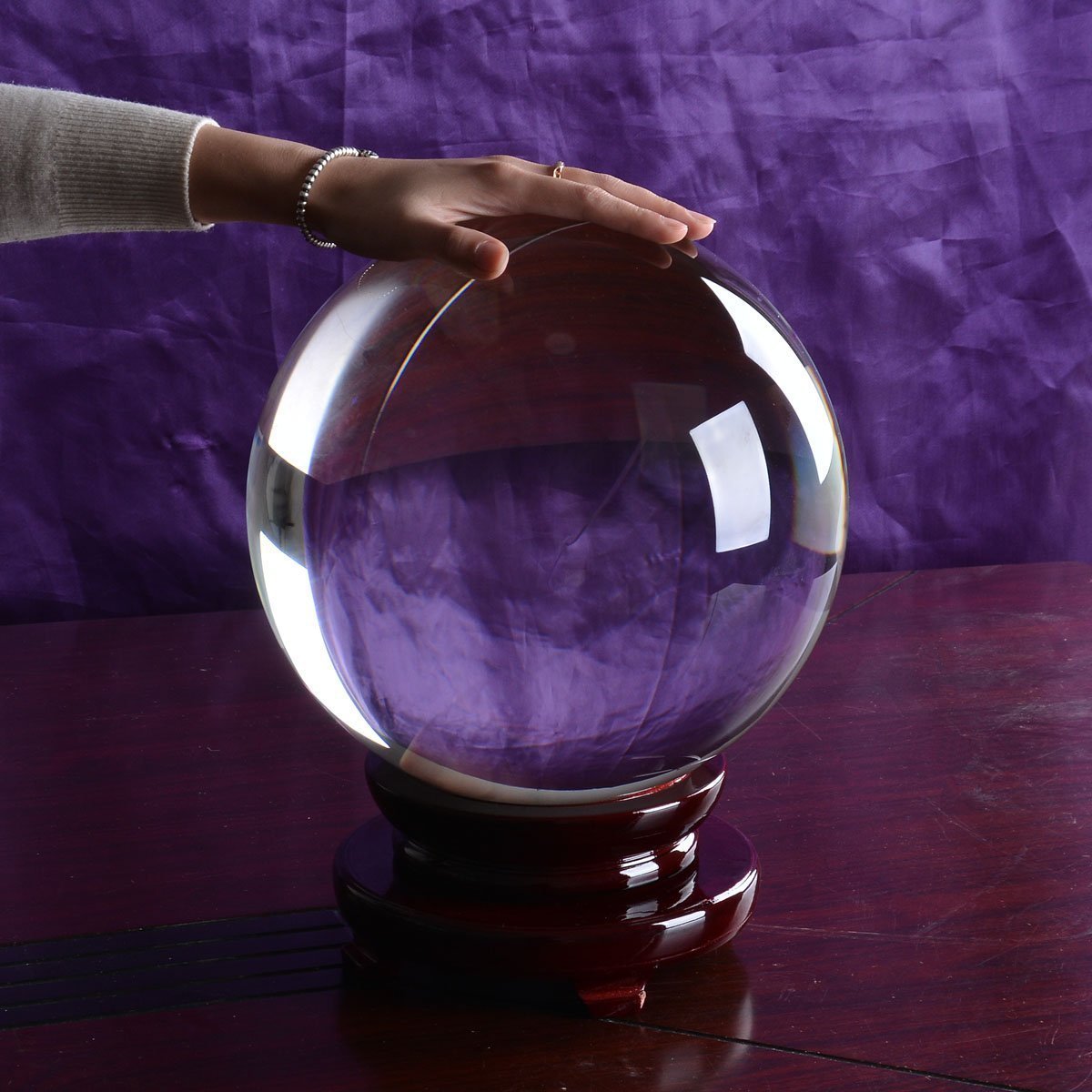 LONGWIN 250MM Clear Crystal Ball 10Inch Glass Sphere Photo Prop Free Stand LONGWIN 250MM Clear Crystal Ball 10Inch Glass Sphere Photo Prop Free Stand
