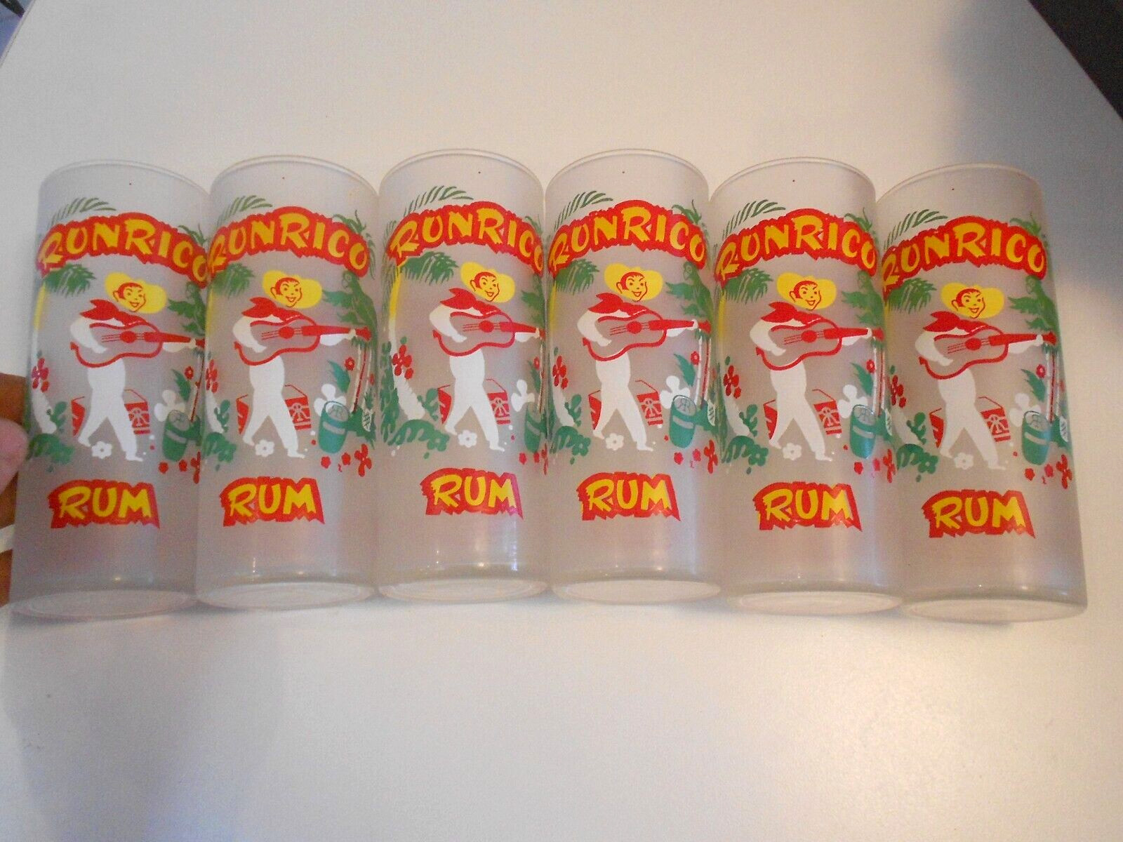 RONRICO RUM FROSTED GLASSES (6) VINTAGE 1950'S 6