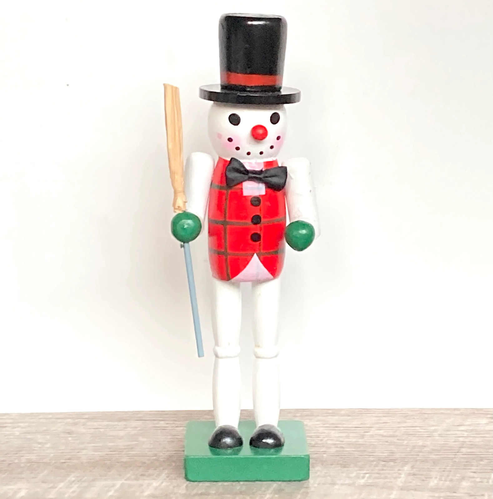 Snowman Holding Broom Frosty Nutcracker Collectible Christmas Decor