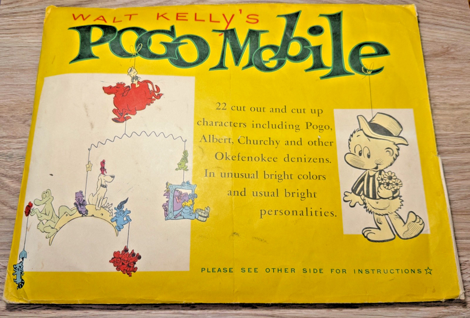 WALT KELLY\'S POGO MOBILE 1954 ORIGINAL WITH ENVELOPE AND WAVY WIRE VINTAGE WALT KELLY\'S POGO MOBILE 1954 ORIGINAL WITH ENVELOPE AND WAVY WIRE VINTAGE
