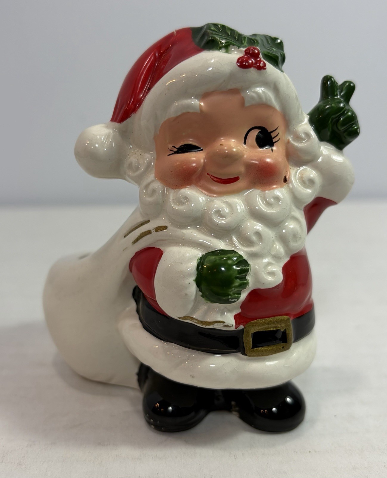 Vintage Parma Japan Winking Santa Toothpick Holder Mid Century Christmas Planter