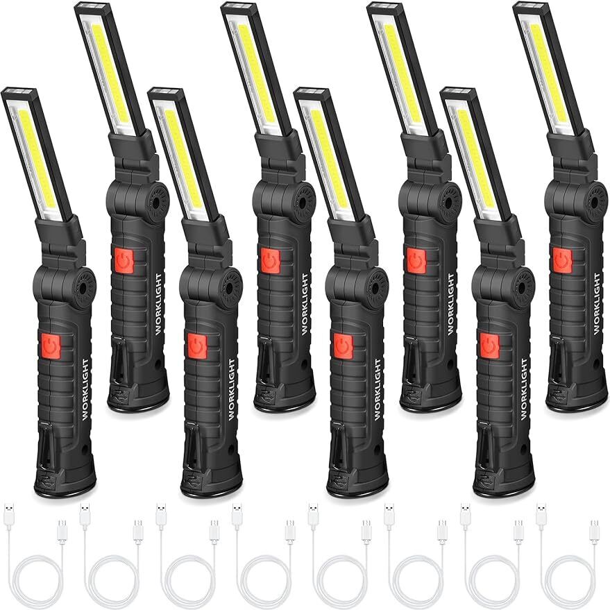 8 Pcs Rechargeable Work Light Magnetic Flashlights LED Work Light with Magnetic 
