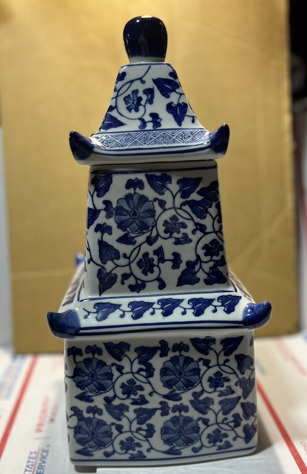 Absolutely Rare FIRM-VINTAGE CHINOISERIE PAGODA JAR 13 1/2” tall
