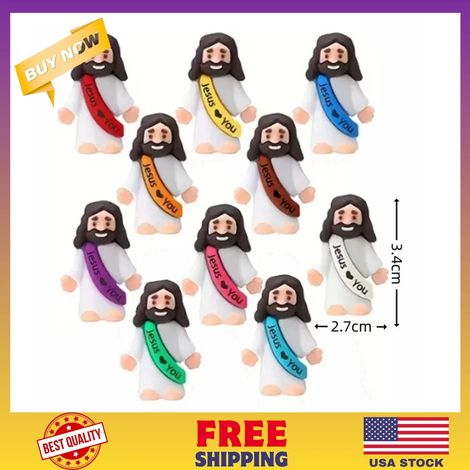 10 Little Jesus Figures, Mini Figurines Lot Bulk Tiny Loves You Figure VBS Bible
