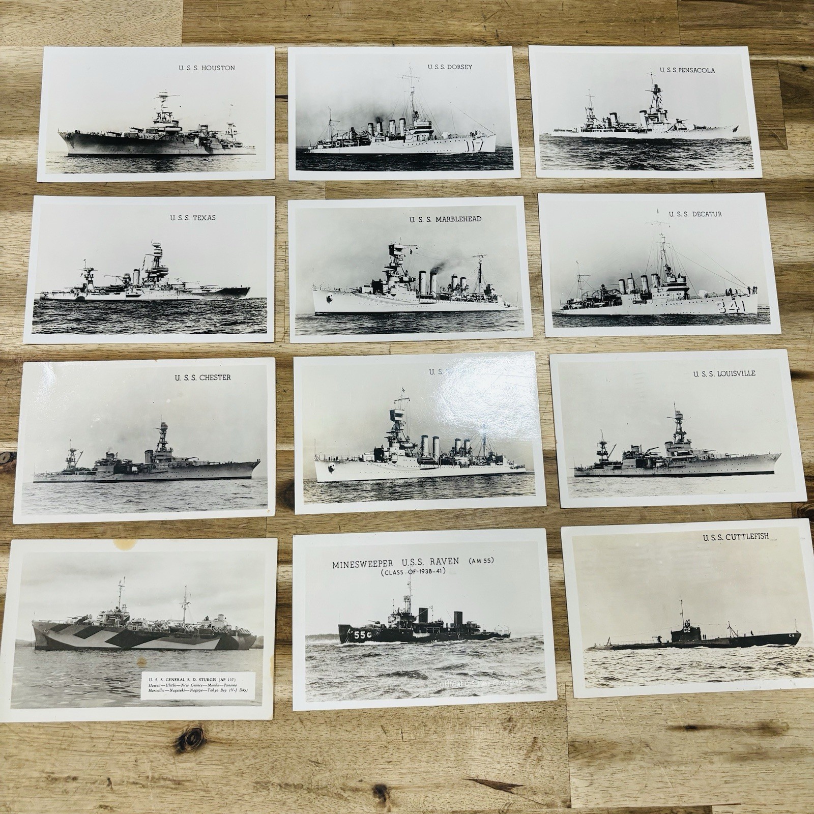 Lot of 12 Vtg WWII USN RPPC Real Photo Postcards B&W USS Houston Texas Chester Lot of 12 Vtg WWII USN RPPC Real Photo Postcards B&W USS Houston Texas Chester