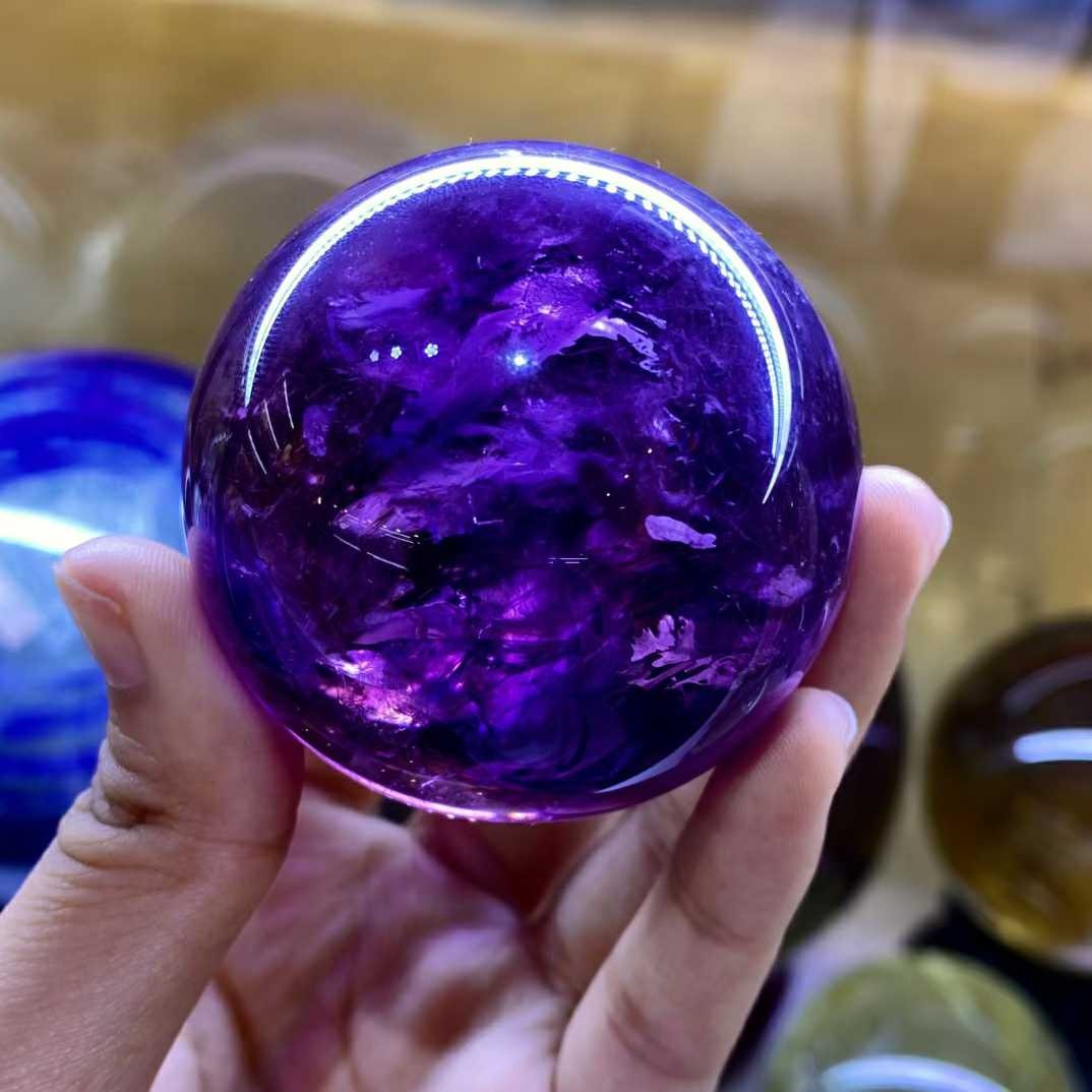 230g  Natural Uruguay Amethyst Quartz Sphere Crystal Energy Ball Reiki Decor