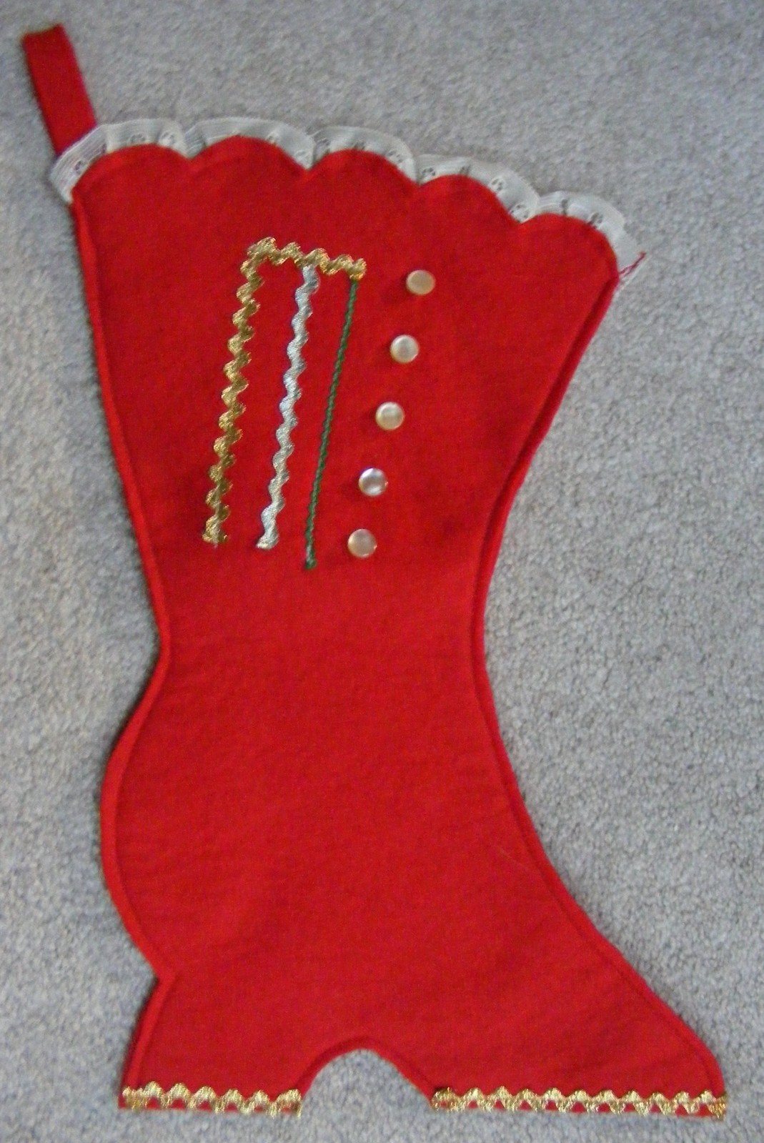 Vintage Red Felt Christmas Stocking