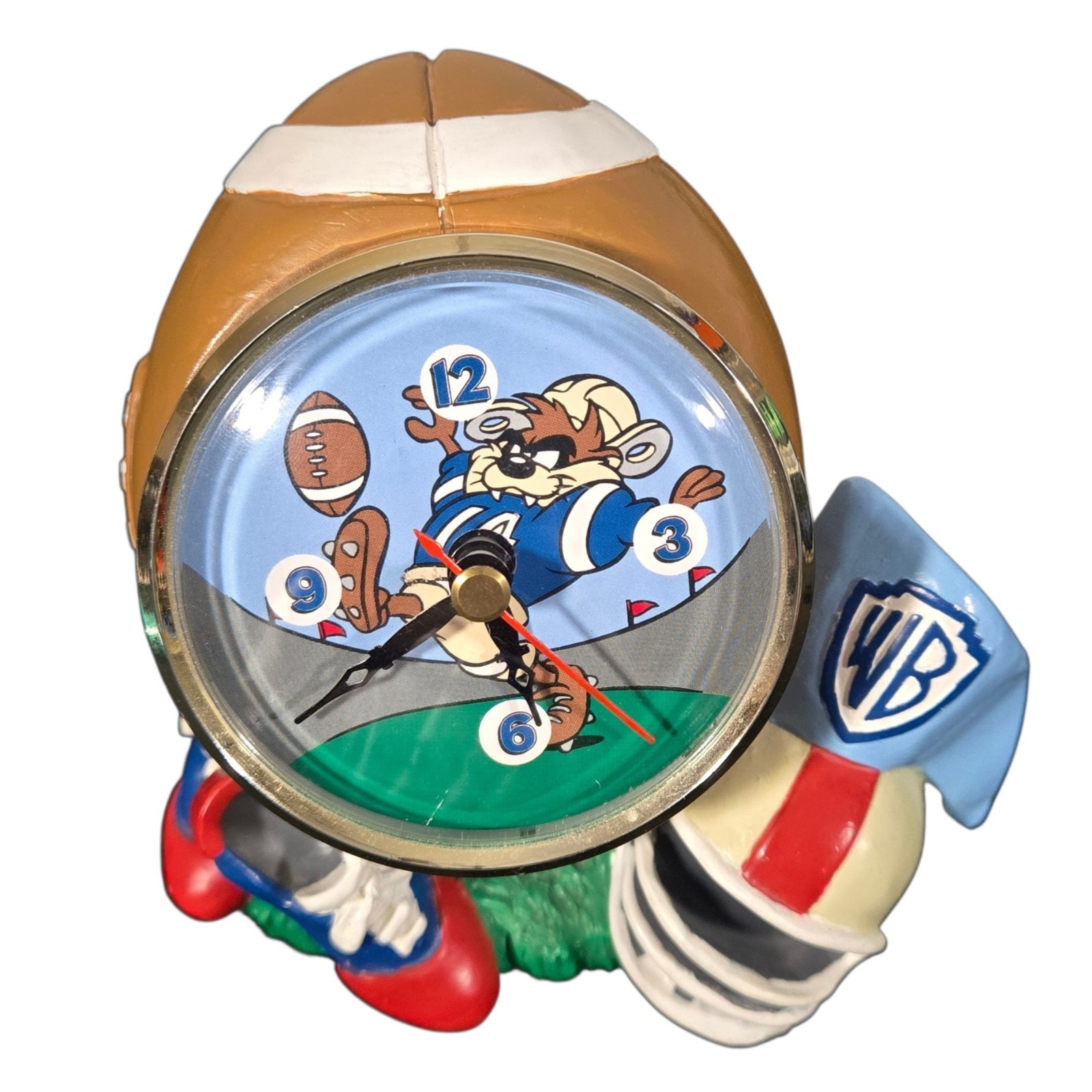 Vintage 1996 Warner Bros WB Store Looney Tunes Ceramic Taz Devil Football Clock