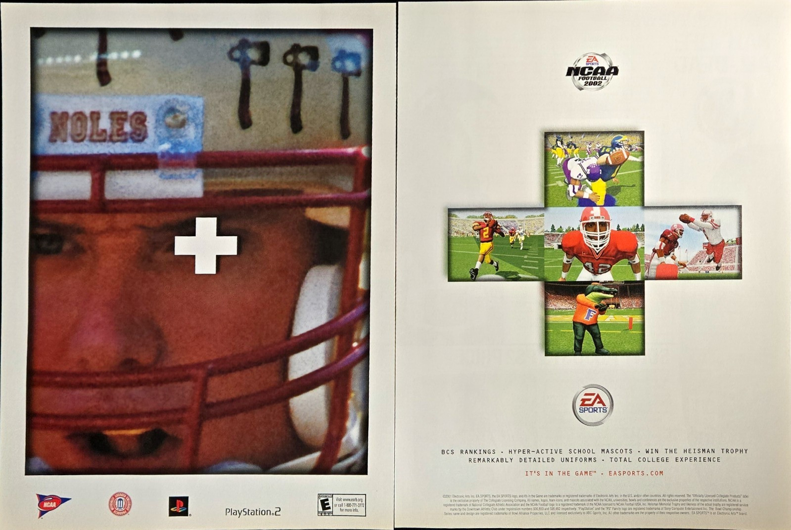 2001 NCAA Football 2002 EA Sports Sony PlayStation 2 PS2 VTG 2pg Print AD