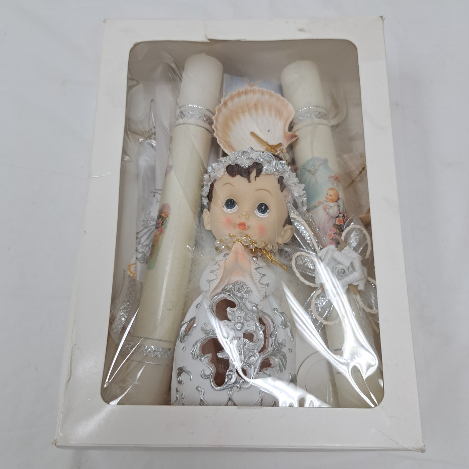 Boys Girls Christening Baptism Candle Box Gift Set With A Doll