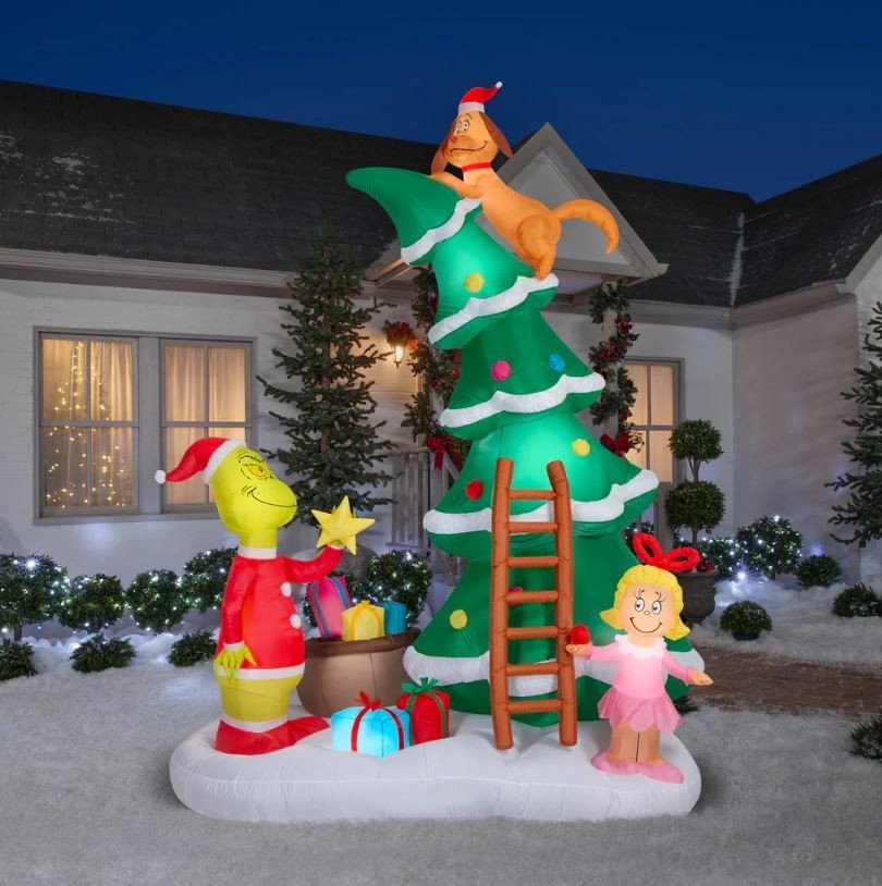 11.5 FT GIANT GRINCH MAX AND CINDY LOU TREE DECORATING AIRBLOWN YARD INFLATABLE