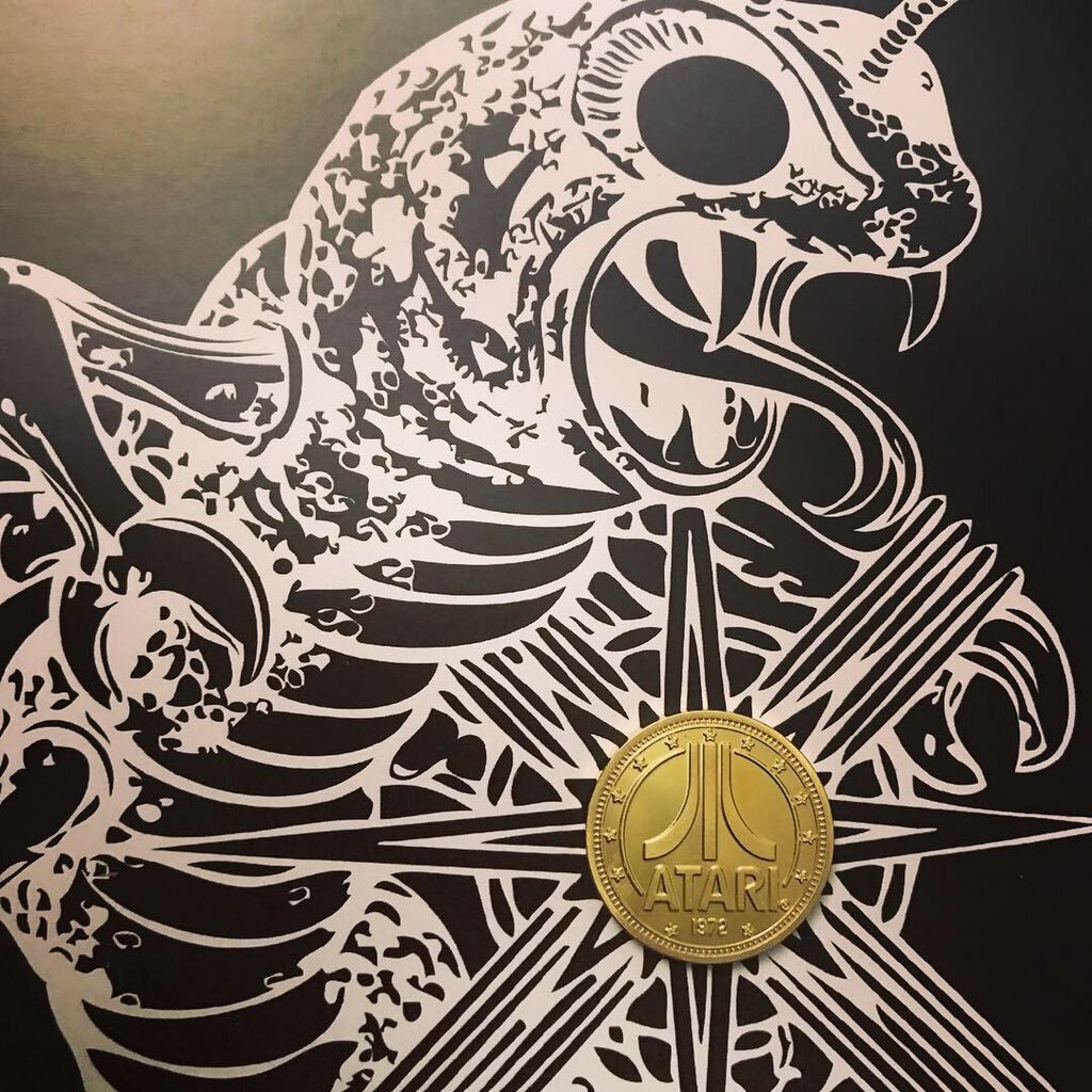 Atari 1972 Centipede Limited Edition Gold Coin + Postcard\'s Very Rare