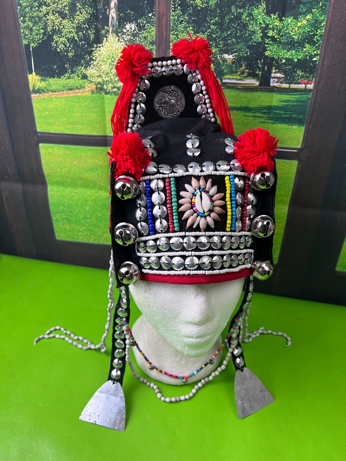 Vintage Thai Akha Hill Tribe Hat Headdress Wedding