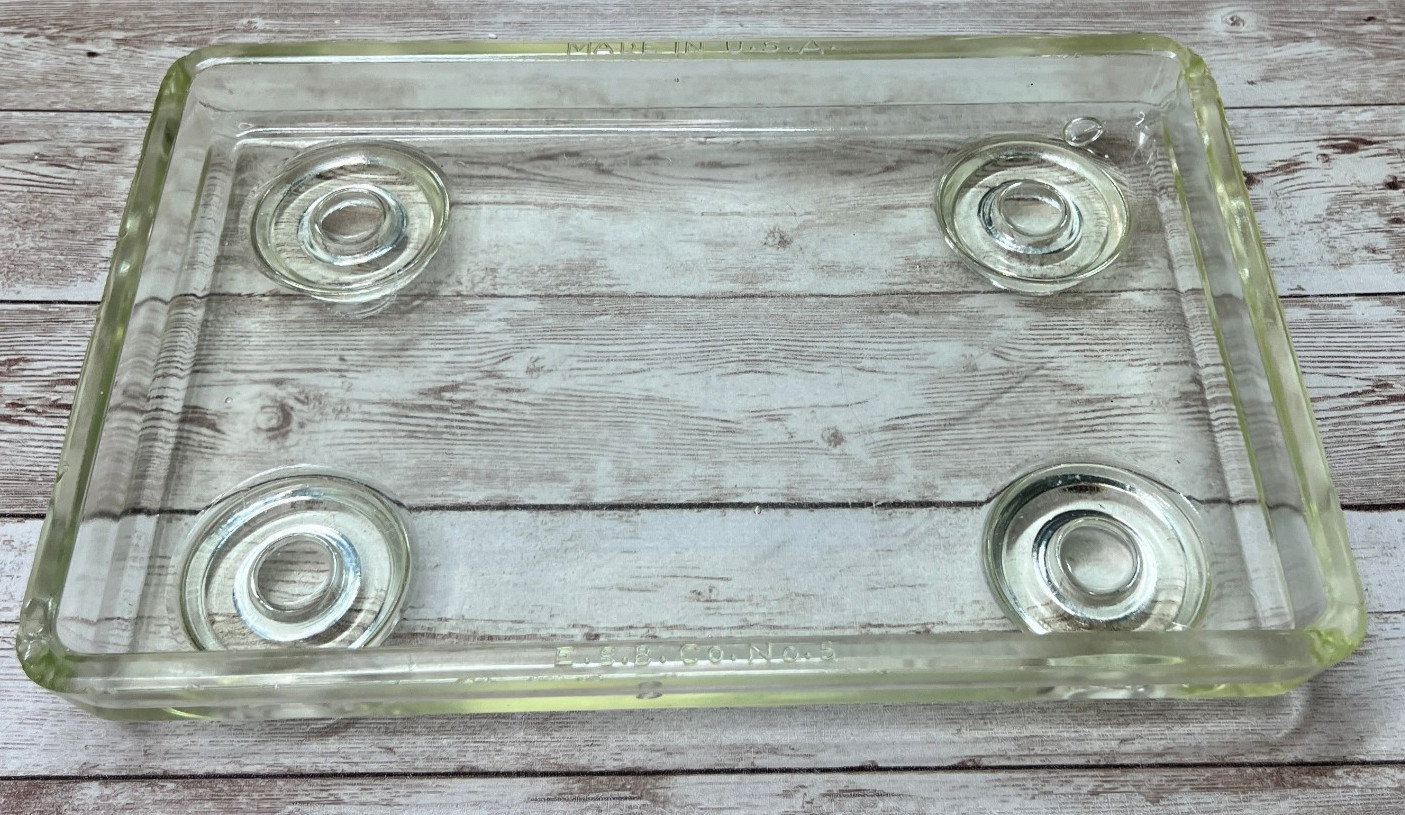 VTG Electrical Storage Battery ESB Co. No.5 Uranium Glass Insulator Tray 10x6.5 VTG Electrical Storage Battery ESB Co. No.5 Uranium Glass Insulator Tray 10x6.5