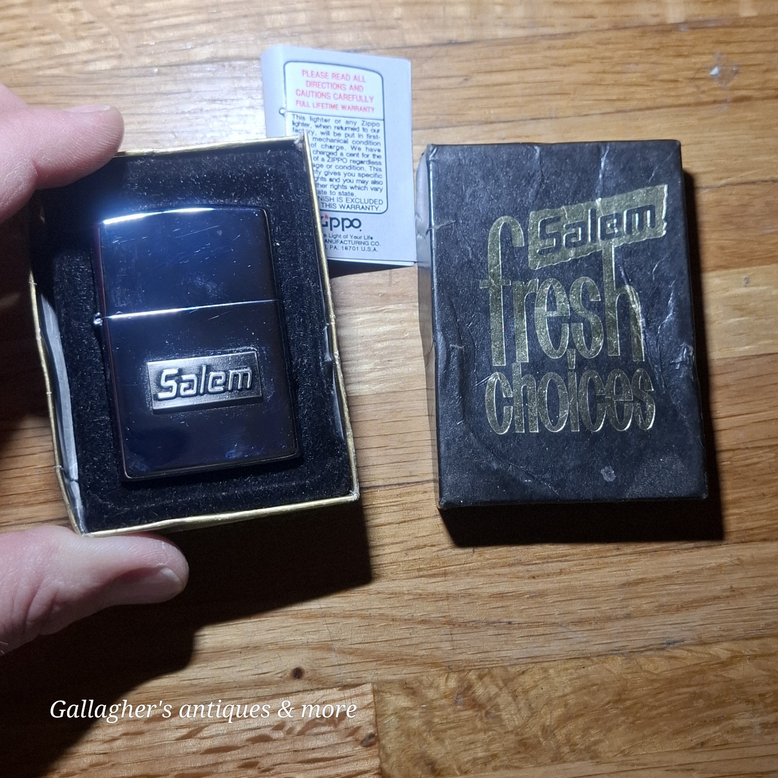 Vintage Salem Fresh Choices Zippo Lighter 1991 Advertising Emblem With Box