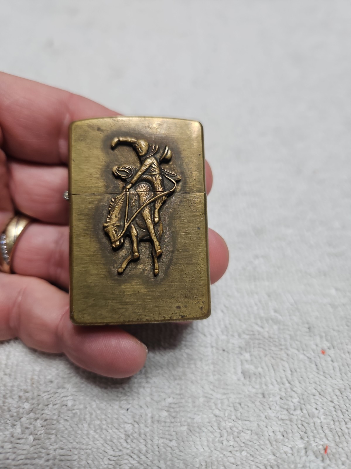 Vtg 1993 ZIPPO Brass Rodeo Cowboy, Bronco Riding Lighter, Bronc Buster 71