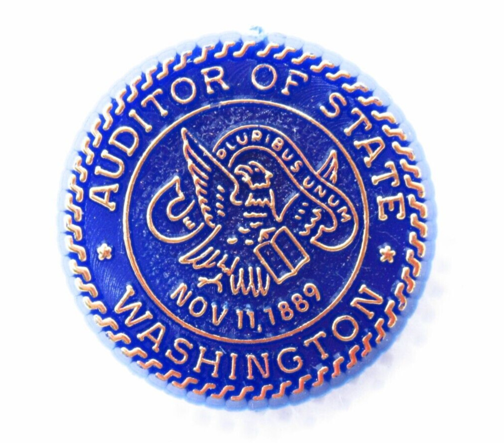 Auditor of State Washington Lapel Pin Blue Gold Eagle Nov 11 1889 Plastic Auditor of State Washington Lapel Pin Blue Gold Eagle Nov 11 1889 Plastic