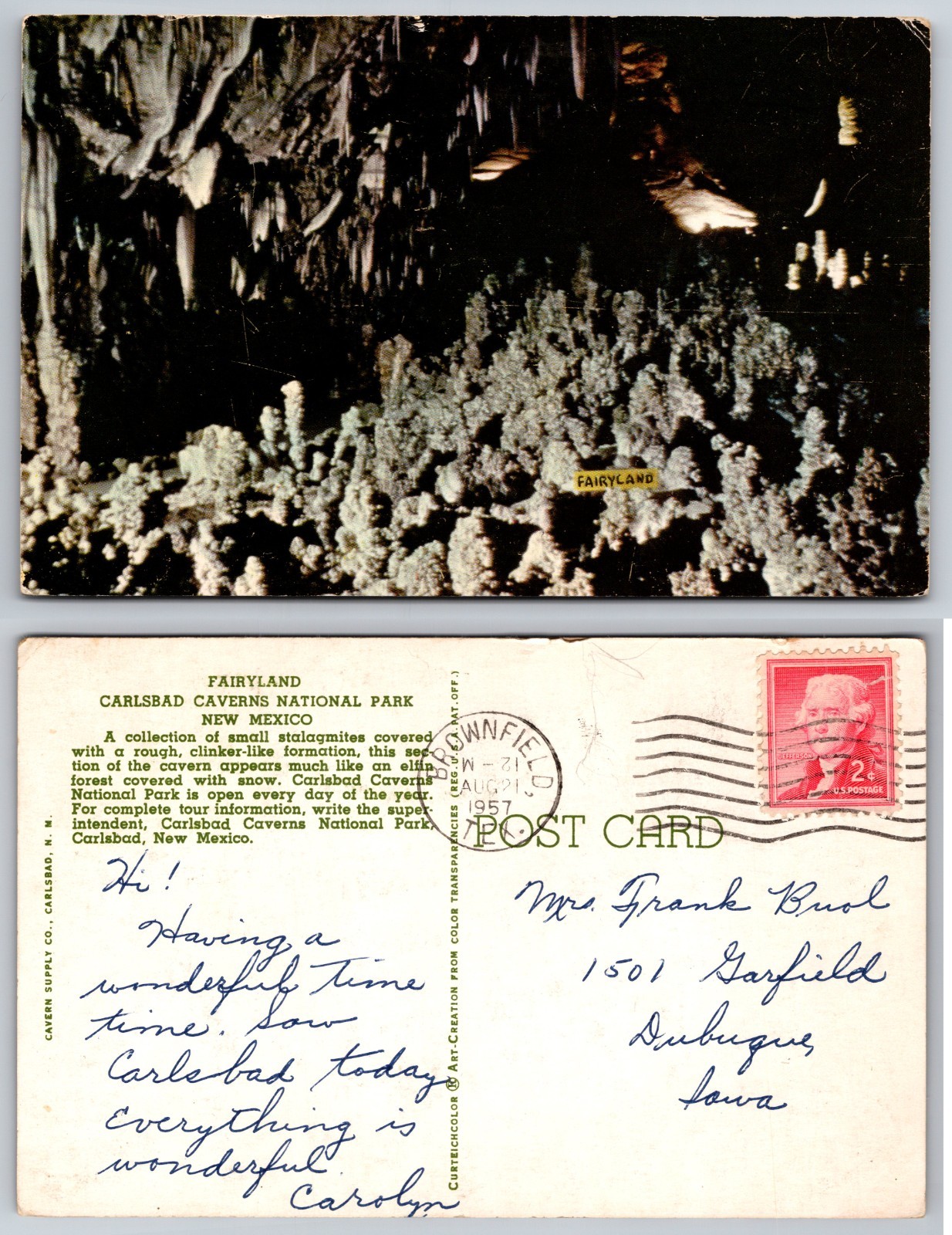Fairyland Carlsbad Caverns National Park Postcard