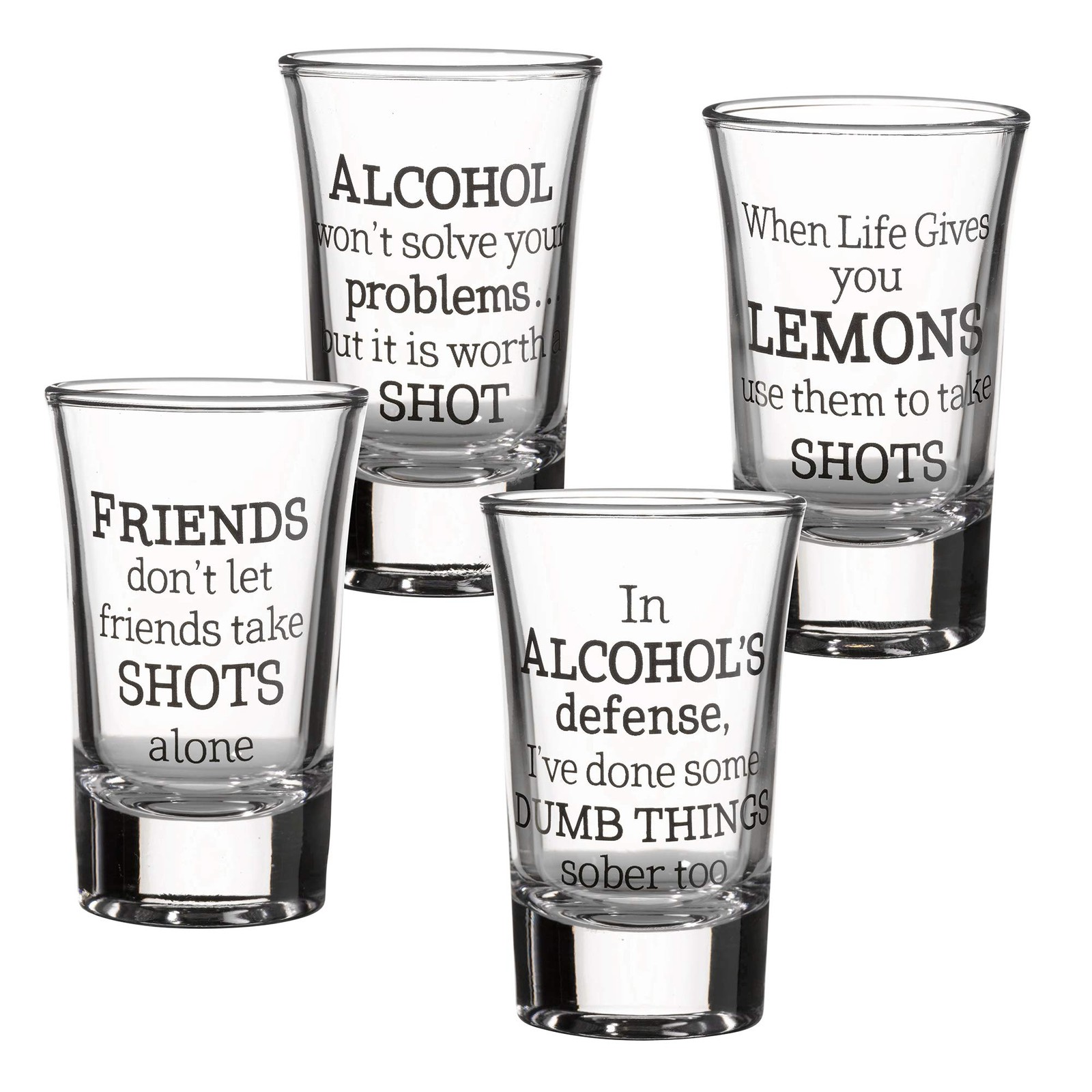Lillian Rose Party Shot Glasses 1.5 Oz Clear Modern Text Print Reusable Set of 4