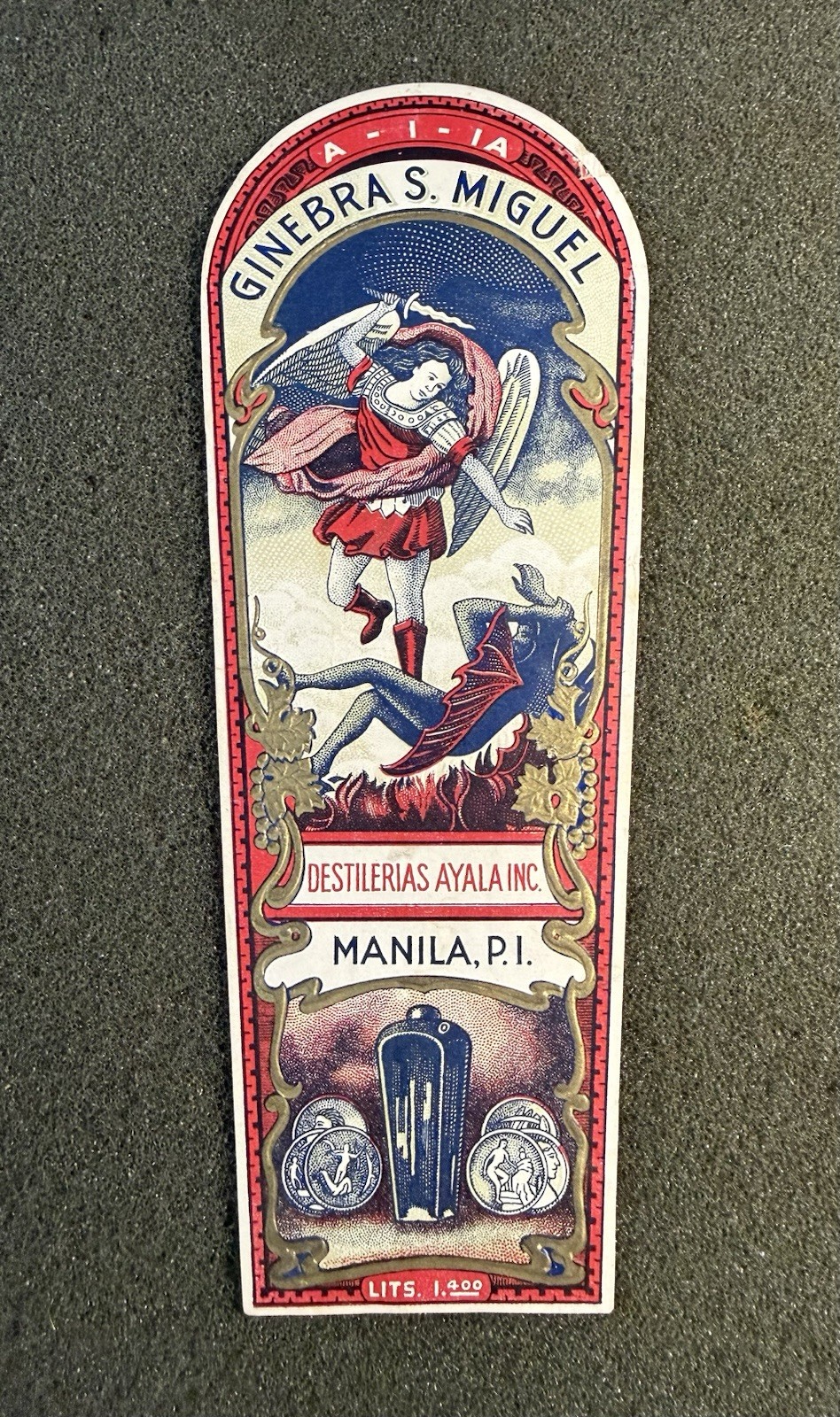 Authentic Antique Ginebra San Miguel Gin Label - Pre-1924 Phillipines Amorsolo