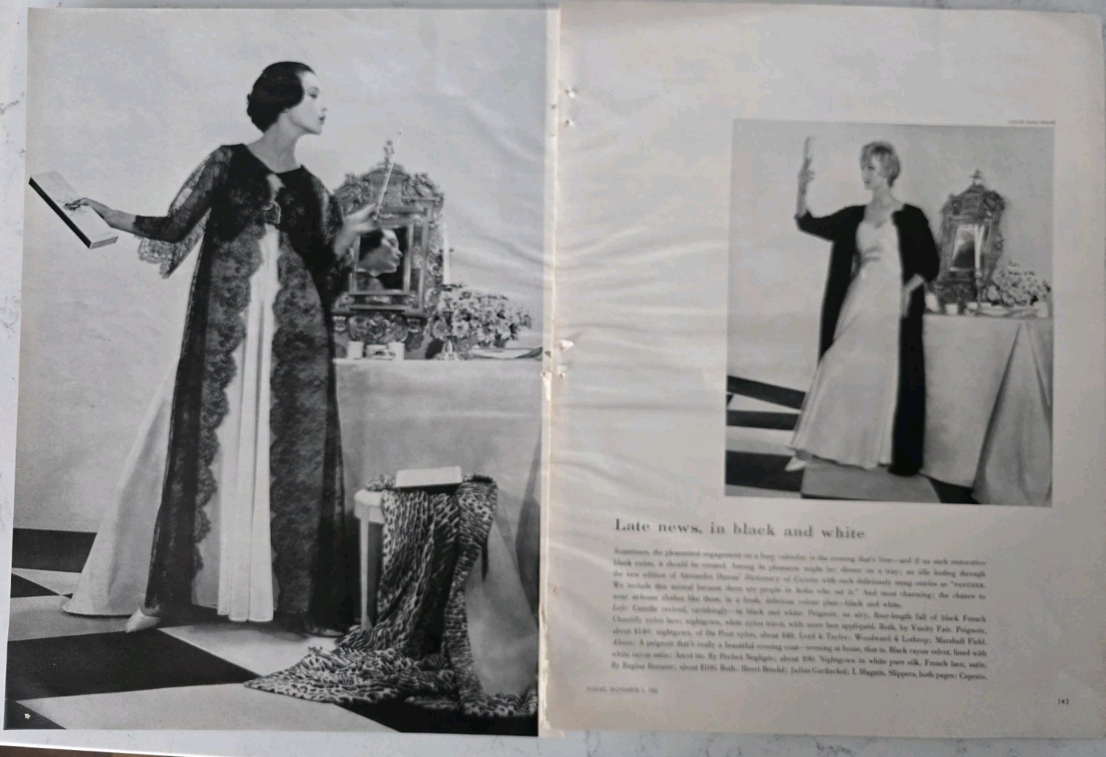 1958 Women's Vanity Fair Gowns Negligee Peignoirs Vintage Photo 2 Page Ad 