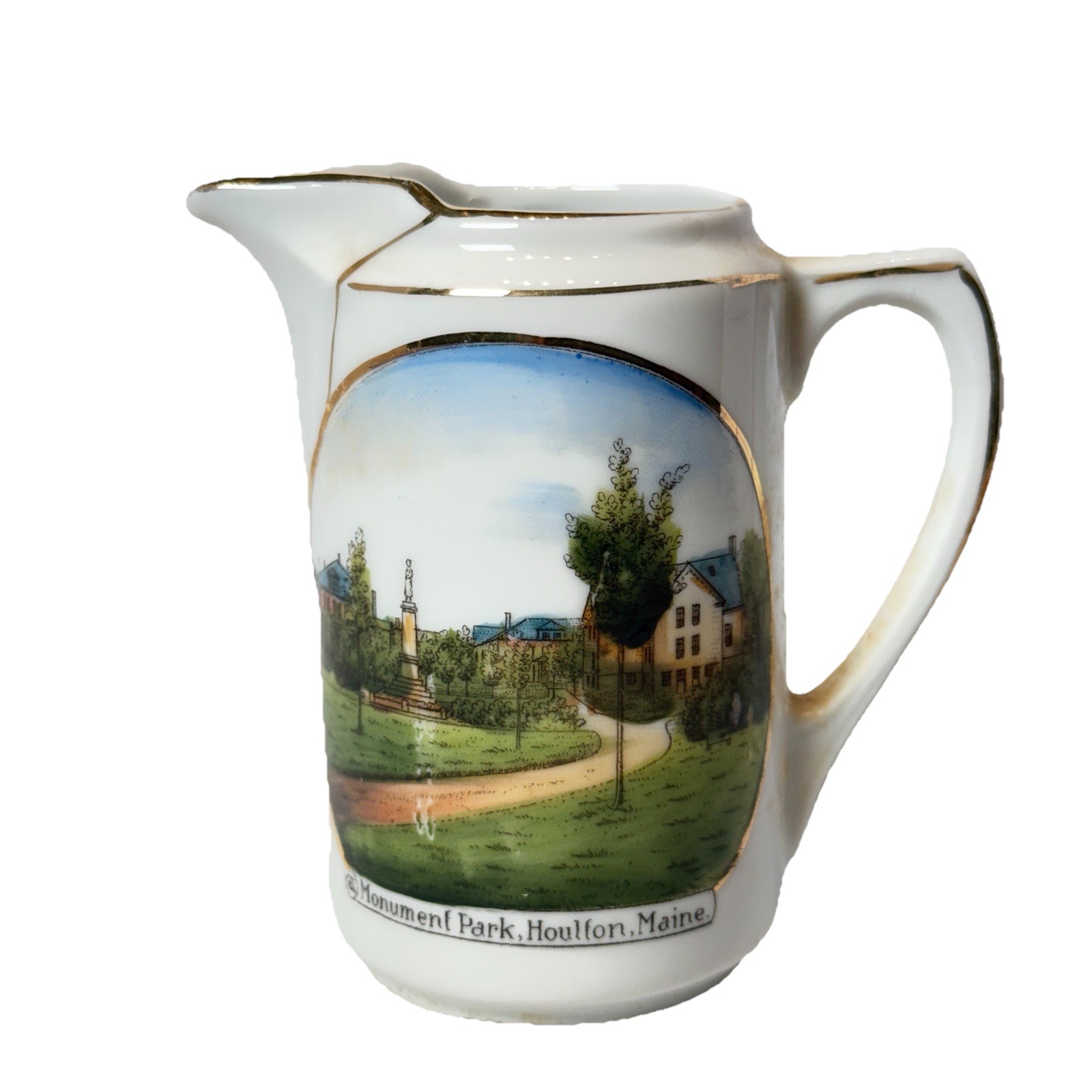 HOULTON MAINE ME Antique MONUMENT PARK Souvenir TRINKET CREAMER