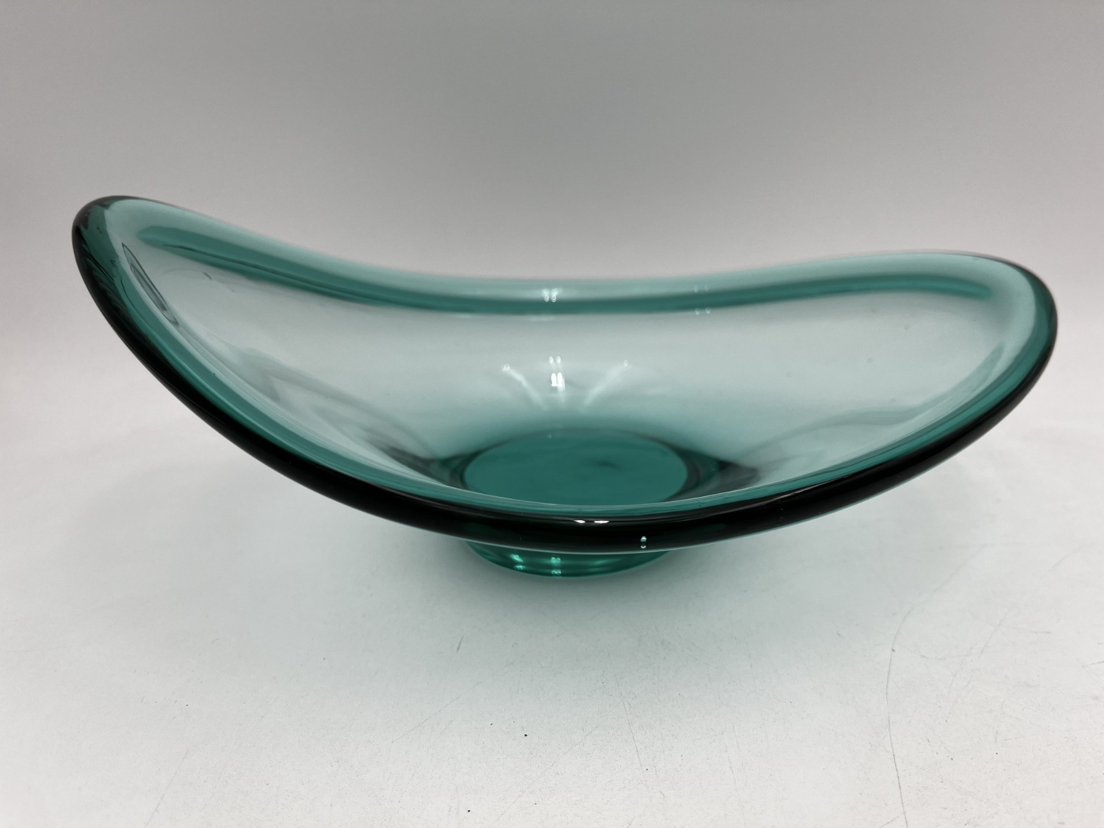 Vtg Mid Century Modern Holmegaard Selandia Green Glass Per Lutken Bowl 10