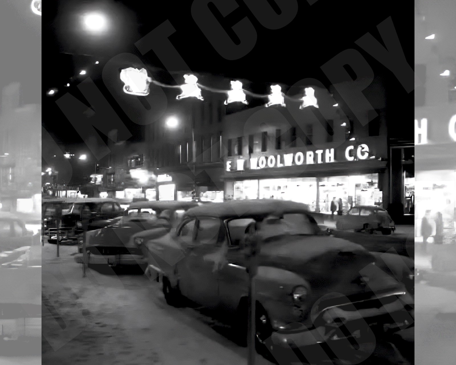 1950s Woolworths Department Store Christmas Shopping Snow Streets 8x10 Photo