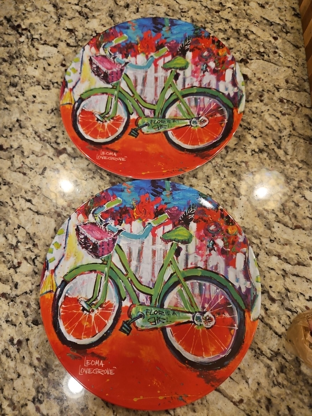 Leoma Lovegrove Melamine Florida Girl Bike Plate Set Of 2