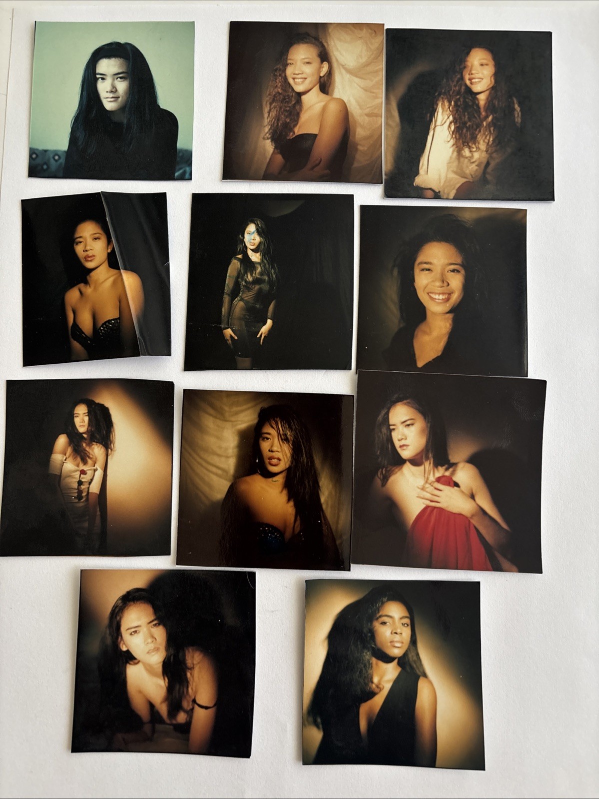 (11) Cut Out Polaroid Sexy Risqué Portrait Photos Asian African American Women