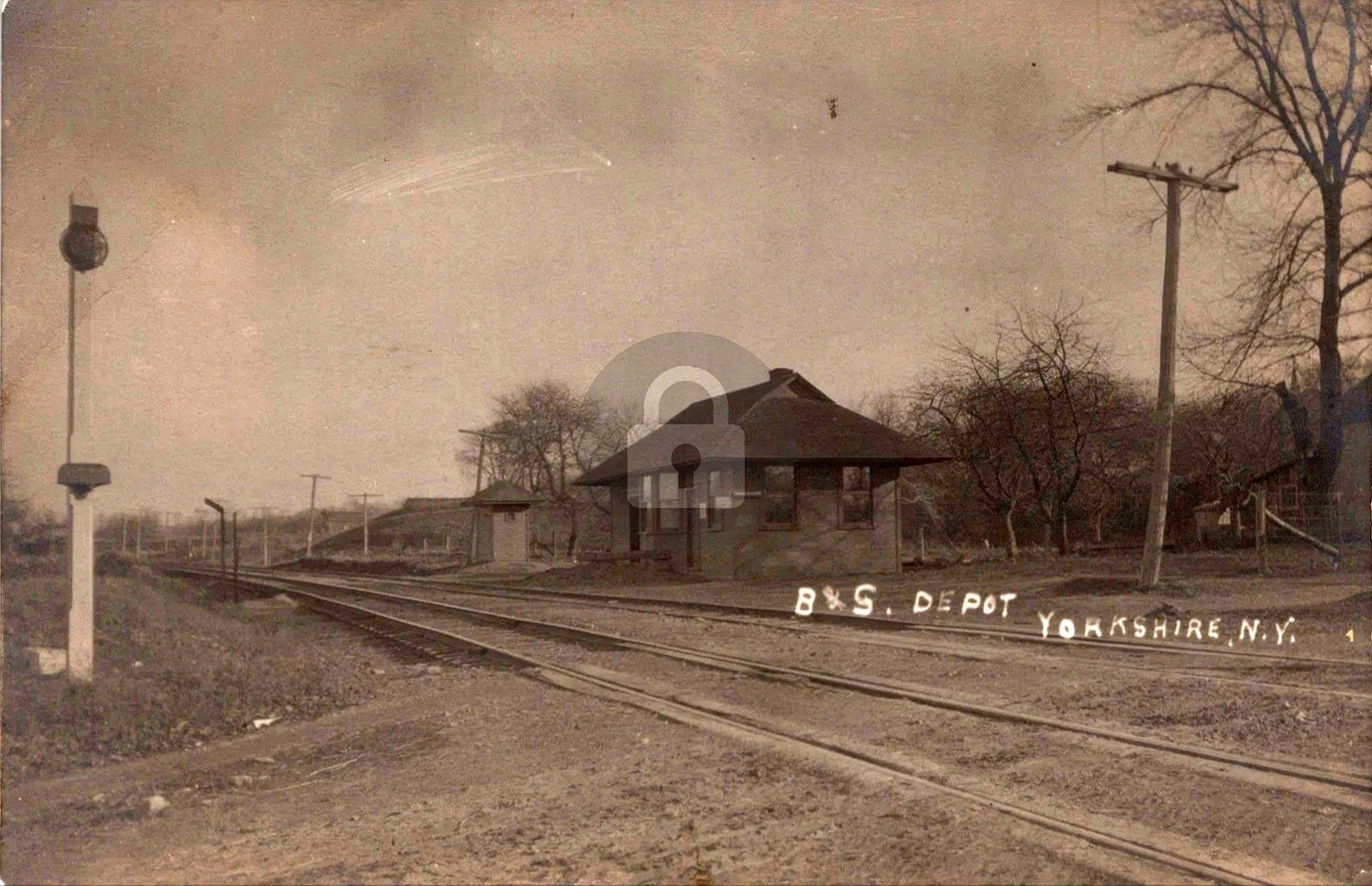 B&S Train Depot Yorkshire New York Railroad c1910s RPPC Photo Postcard COPY