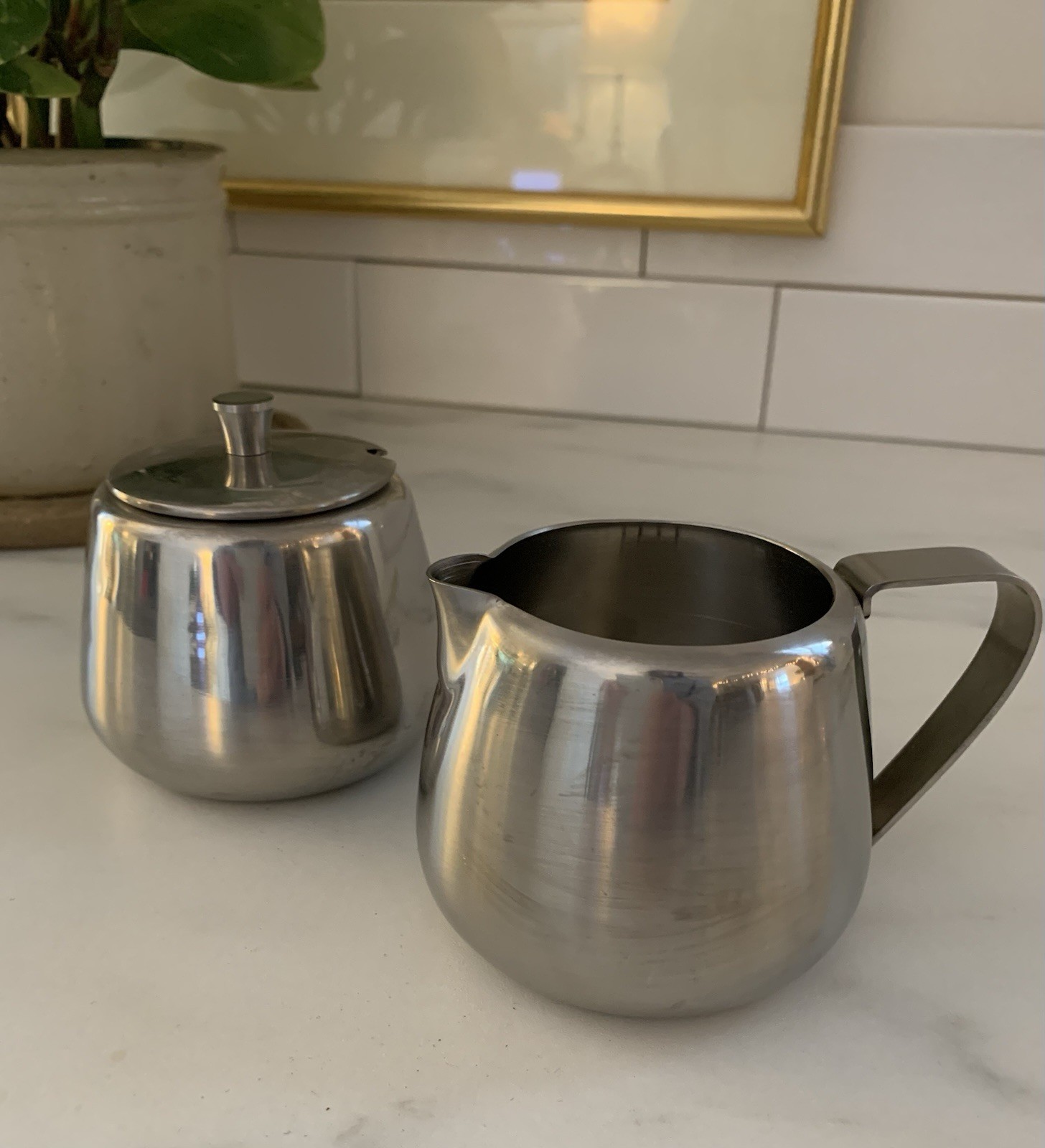 ✨Vintage MCM Raimond 18-8 Stainless Steel Japan Creamer & Sugar Bowl Set Japan✨