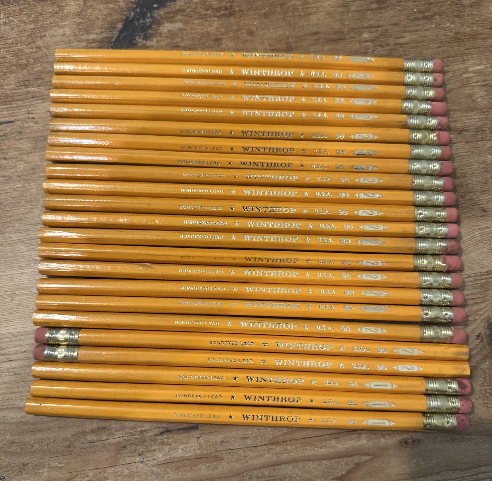 VINTAGE Bondexed #1 & 2 Winthrop 96 Lead Pencils Lot Of 23 USA Made, Unsharpened