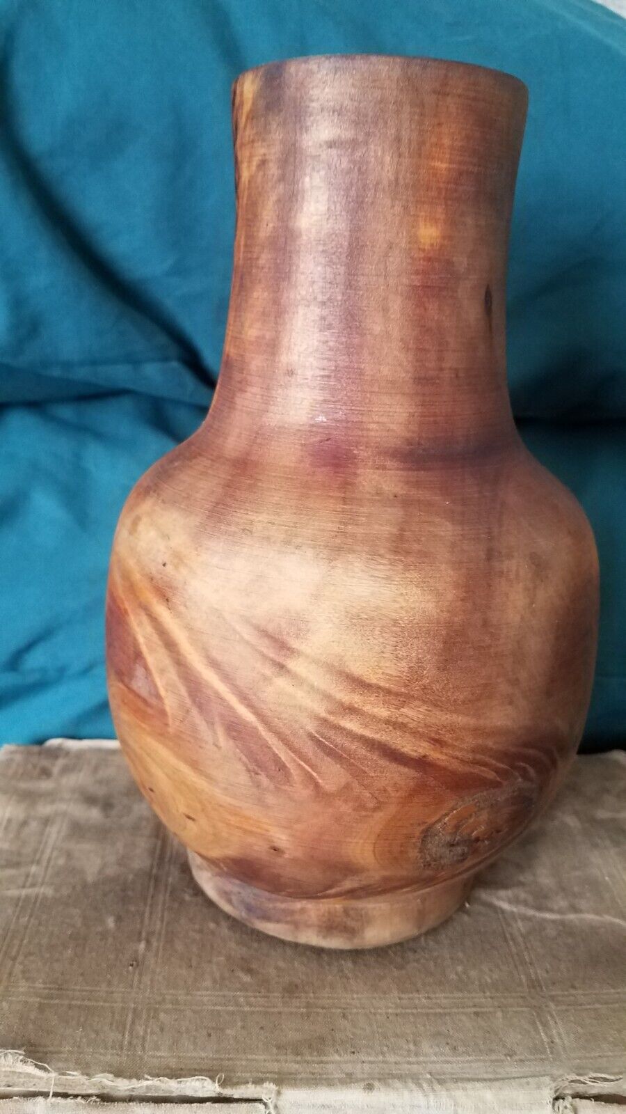 Vntg Handmade Natural Wood Vase Unbranded 9\