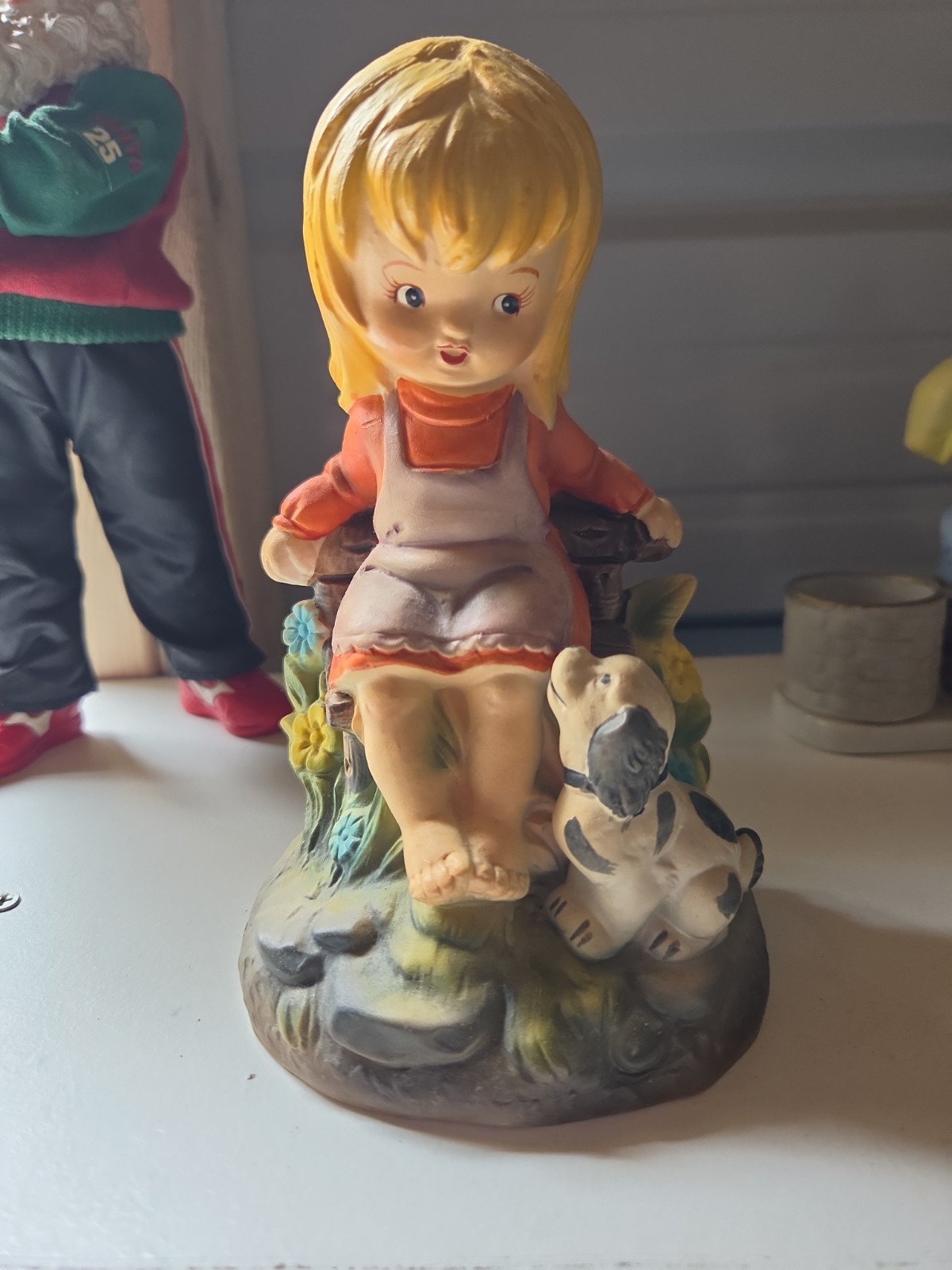 Norleans ceramic girl with puppy Norleans Japan