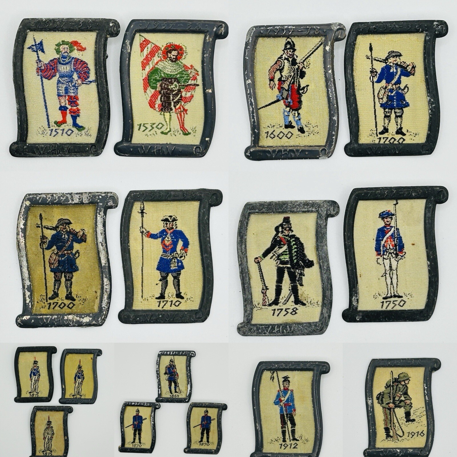 Original WHW 1937/38 Trinkets Commemorating German Military Uniforms - 16 In All