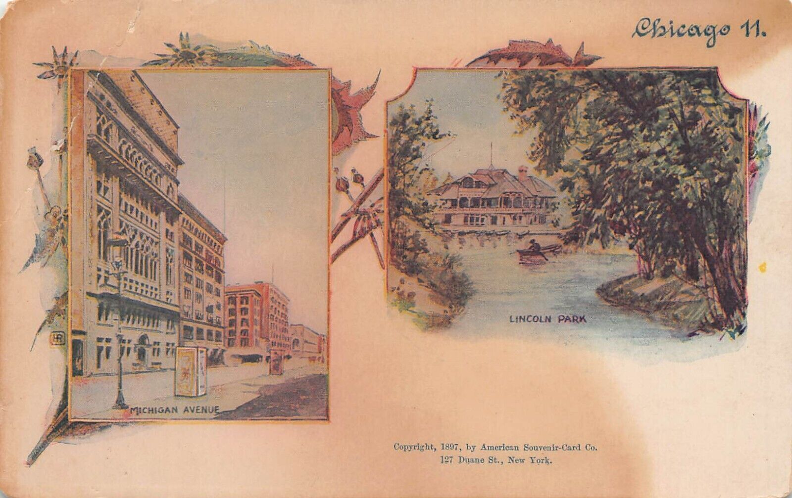 Chicago IL Illinois 1897 American Souvenir Card No. 11 Vtg Postcard N1