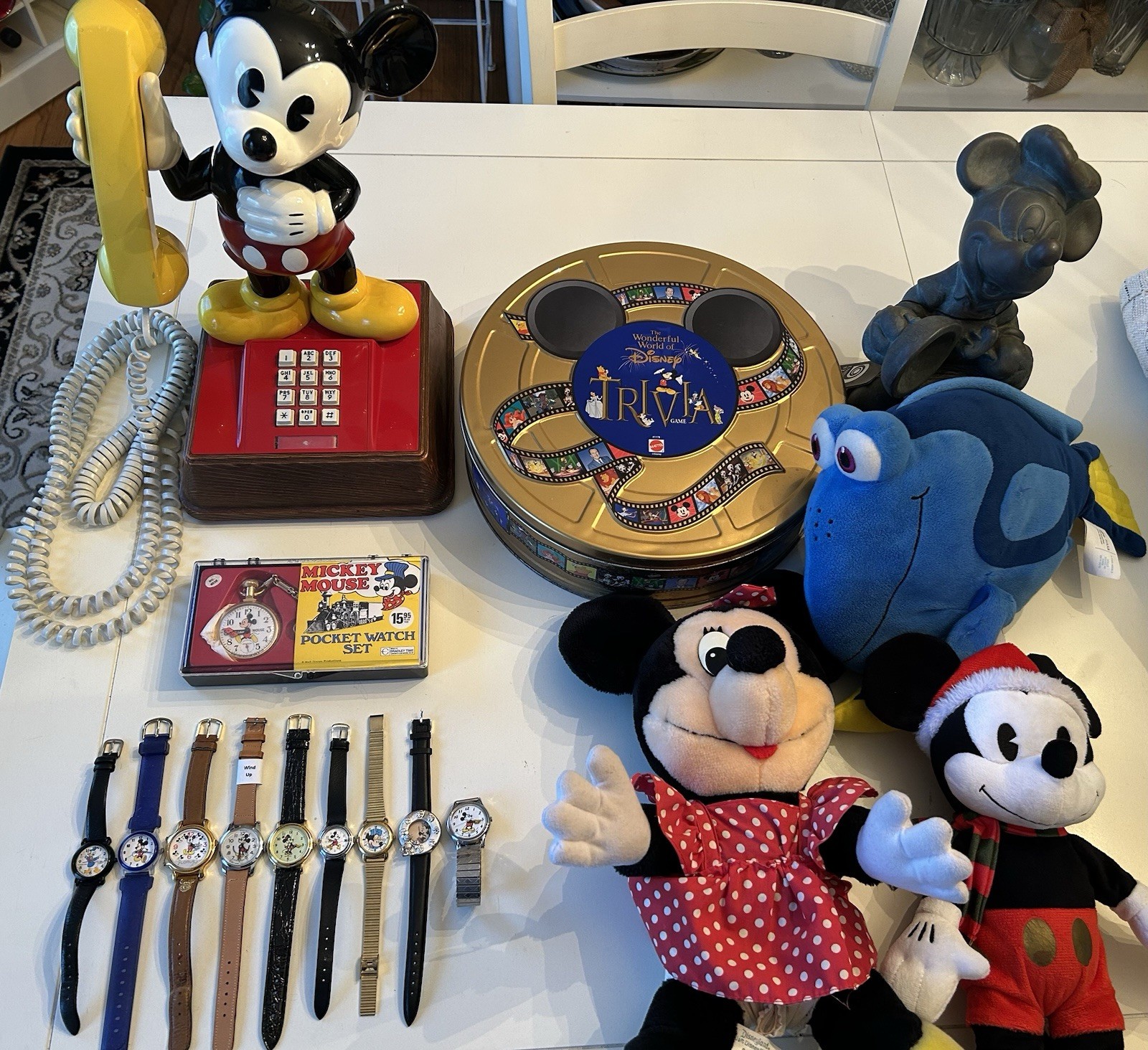 Vintage Disney Lot - Pocket Watch Set, Dial Phone, NINE watches, Plush & more