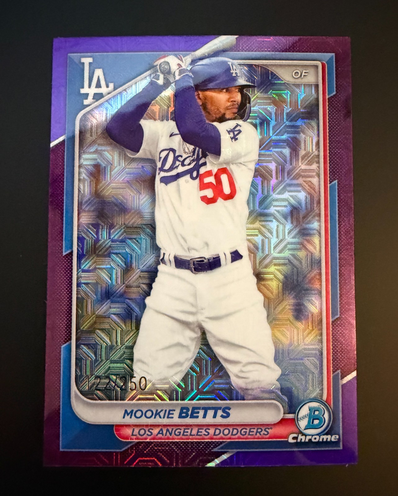 2024 Bowman Chrome Mookie Betts Dodgers Purple Chrome Mojo Refractor 122/250