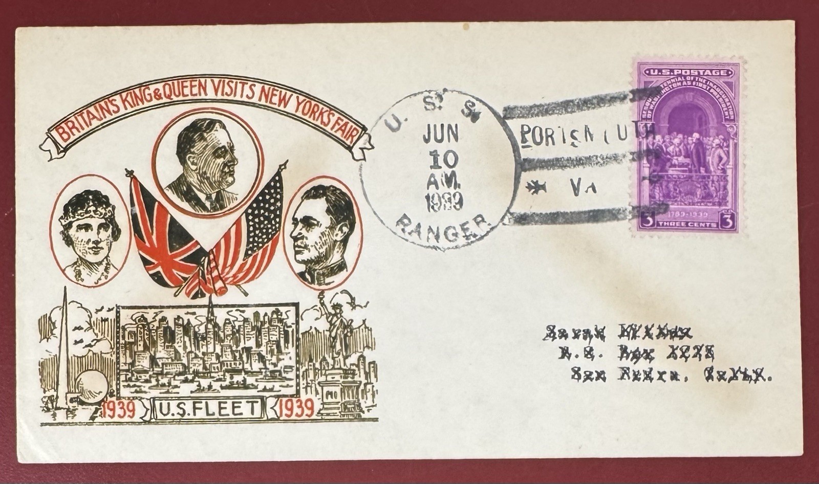Britain's King and Queen Visits the 1939 N.Y. World's Fair, U.S.S. Ranger Cover Britain's King and Queen Visits the 1939 N.Y. World's Fair, U.S.S. Ranger Cover