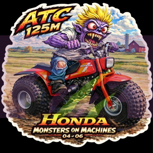 1984 Honda ATC125M 9x9cm Durable Die-Cut Vinyl Sticker Number 04 of 06