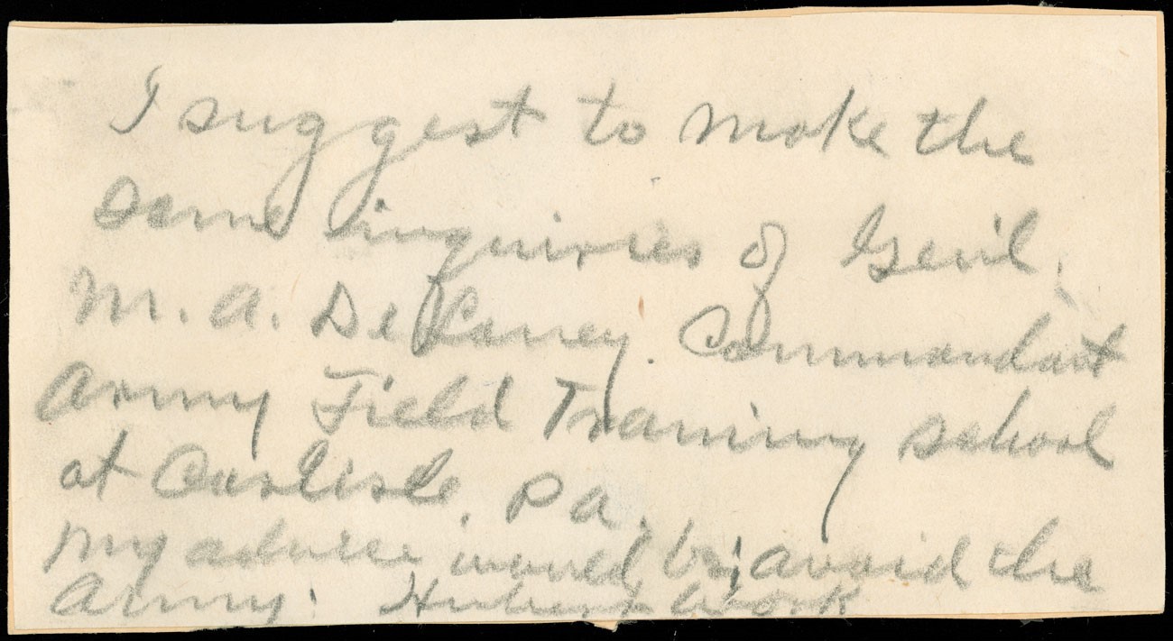 1920s WOODROW WILSON Cabinet, HUBERT WORK, SECY OF INTERIOR Handwritten Message